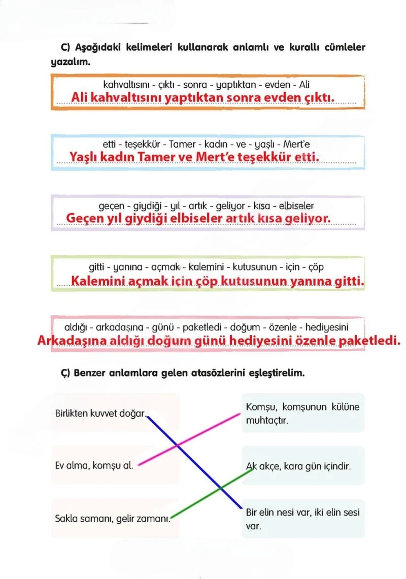 3. Sınıf Türkçe Ders Kitabı Cevapları Gizem Yayınları Sayfa 40 Çözüm Görseli