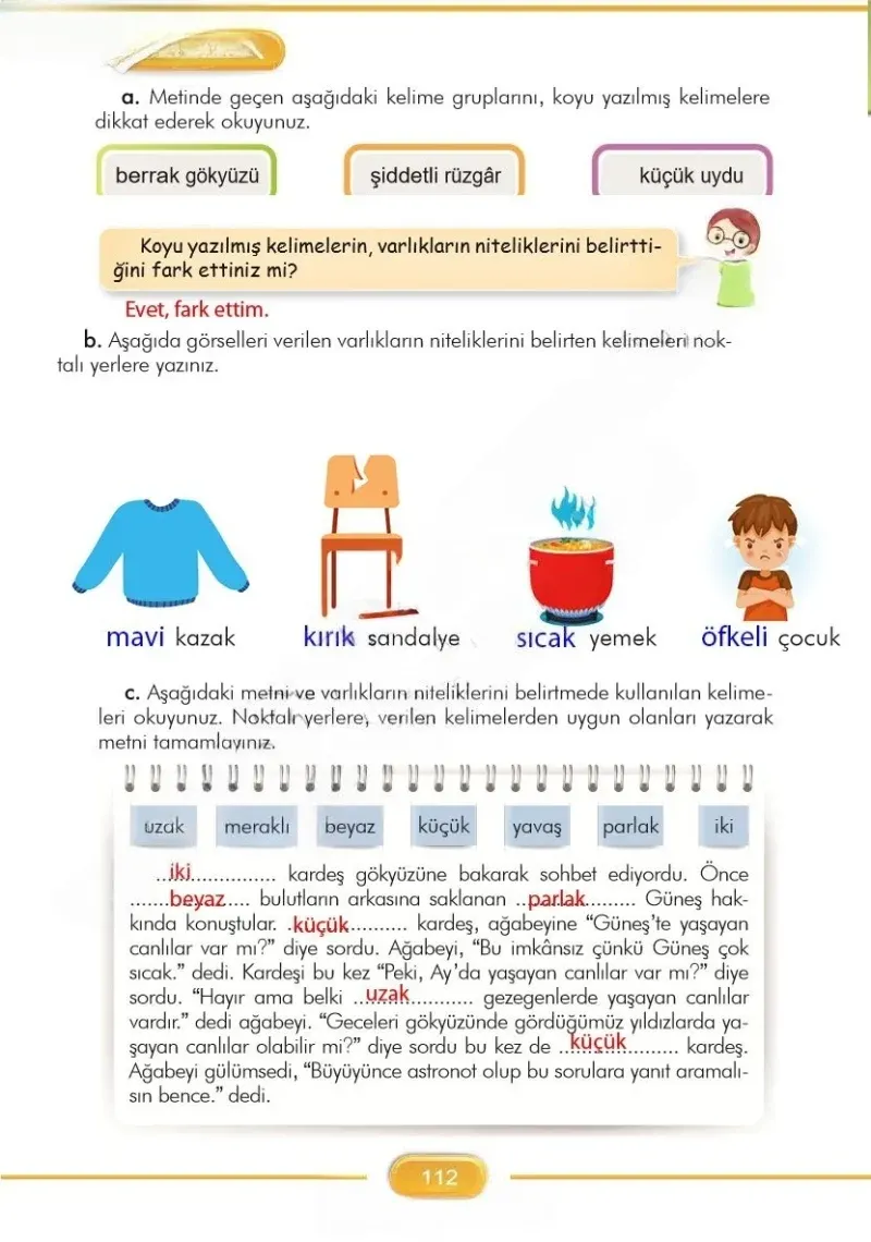 3. Sınıf Türkçe Ders Kitabı Cevapları İlke Yayınları Sayfa 112 Çözüm Görseli