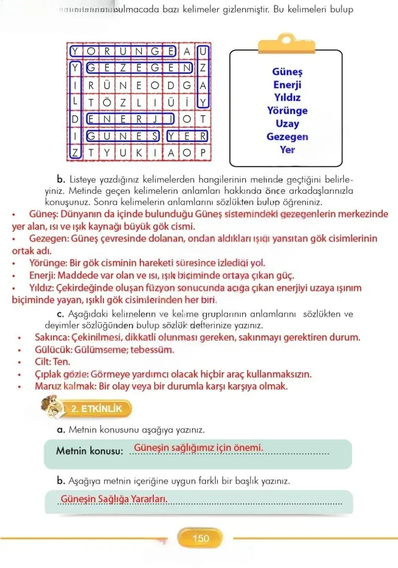 3. Sınıf Türkçe Ders Kitabı Cevapları İlke Yayınları Sayfa 150 Çözüm Görseli