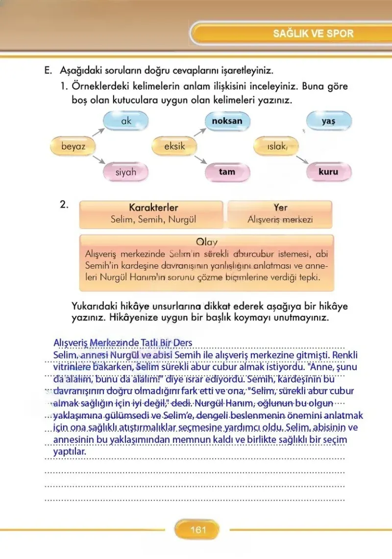 3. Sınıf Türkçe Ders Kitabı Cevapları İlke Yayınları Sayfa 161 Çözüm Görseli