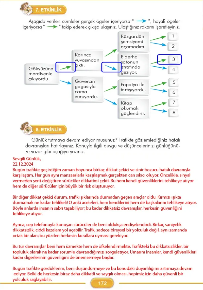 3. Sınıf Türkçe Ders Kitabı Cevapları İlke Yayınları Sayfa 172 Çözüm Görseli