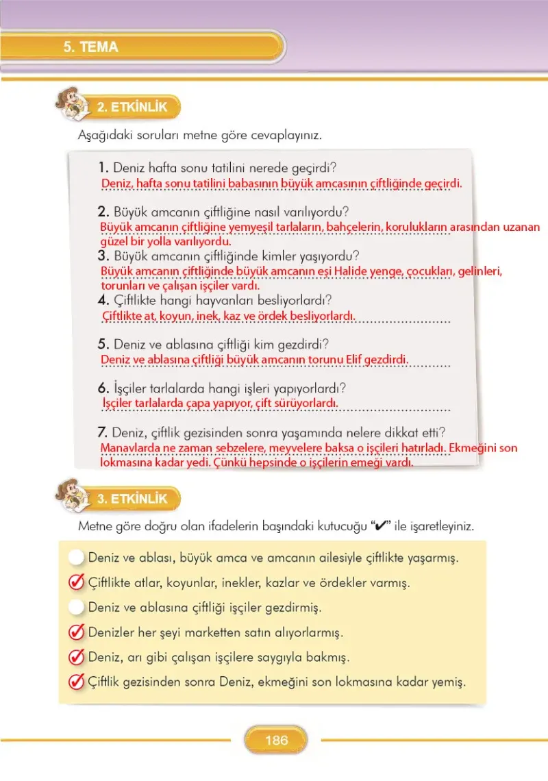 3. Sınıf Türkçe Ders Kitabı Cevapları İlke Yayınları Sayfa 186 Çözüm Görseli