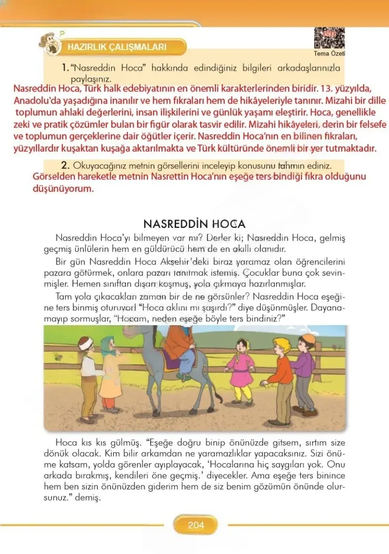 3. Sınıf Türkçe Ders Kitabı Cevapları İlke Yayınları Sayfa 204 Çözüm Görseli