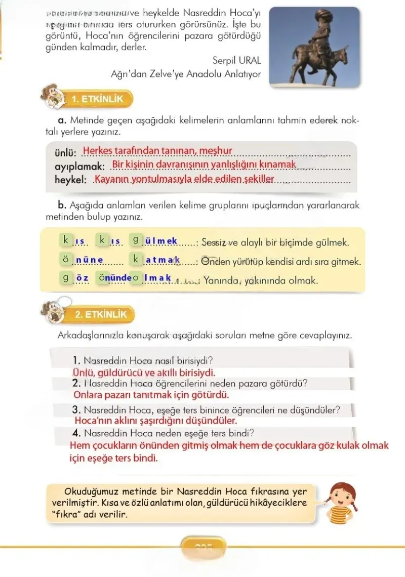 3. Sınıf Türkçe Ders Kitabı Cevapları İlke Yayınları Sayfa 205 Çözüm Görseli