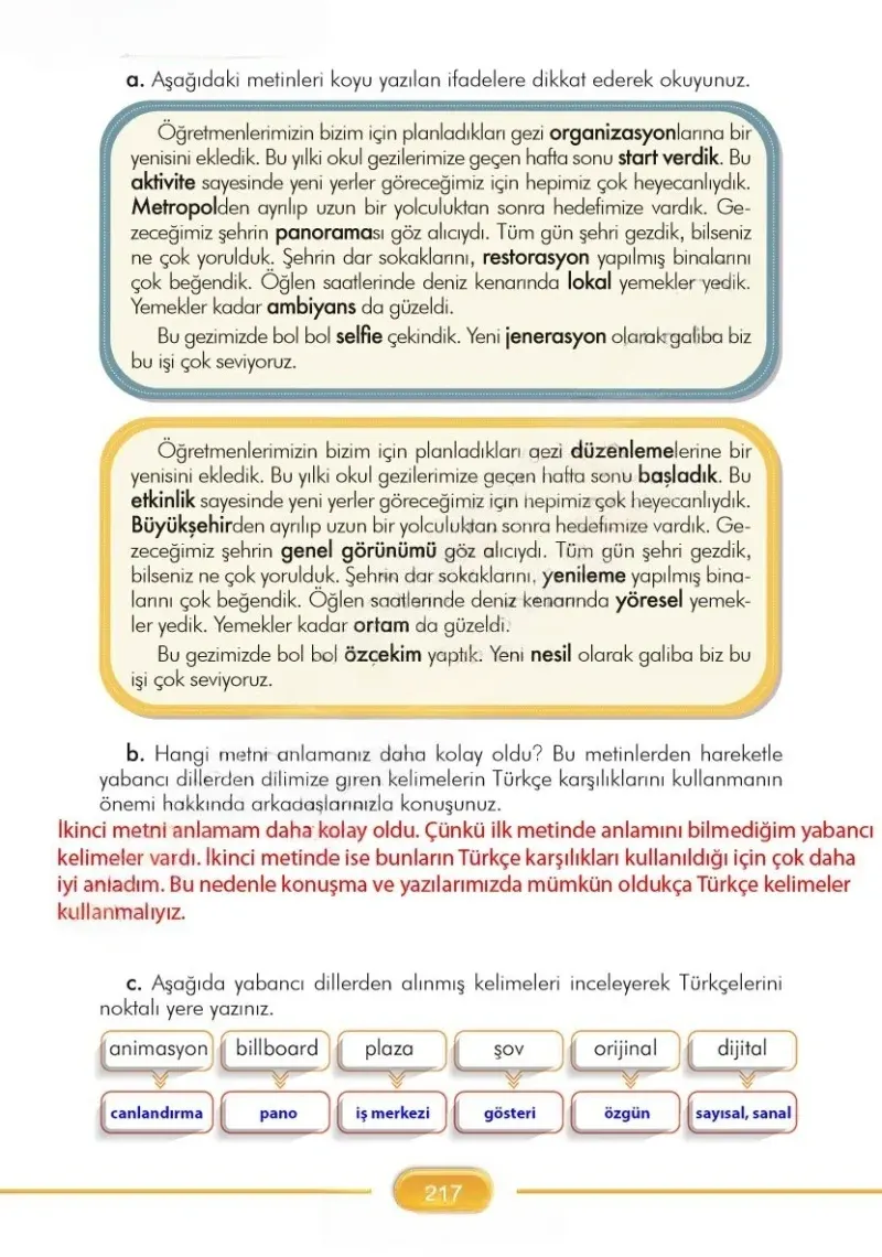 3. Sınıf Türkçe Ders Kitabı Cevapları İlke Yayınları Sayfa 217 Çözüm Görseli