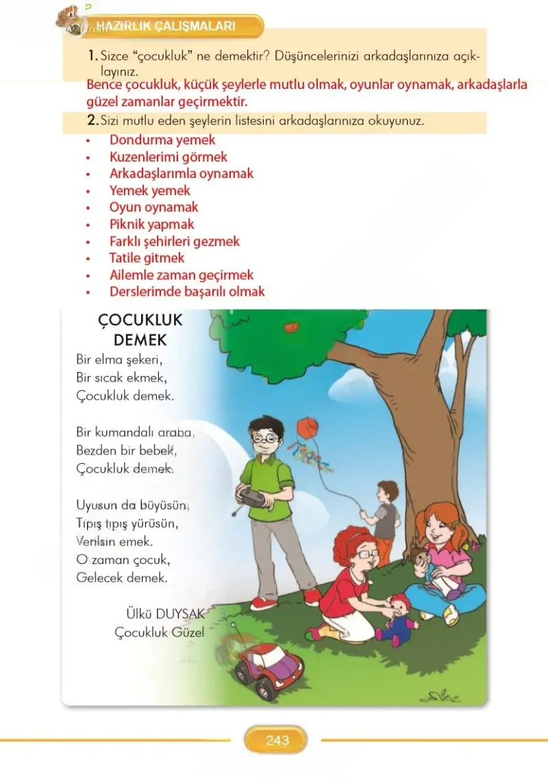 3. Sınıf Türkçe Ders Kitabı Cevapları İlke Yayınları Sayfa 243 Çözüm Görseli