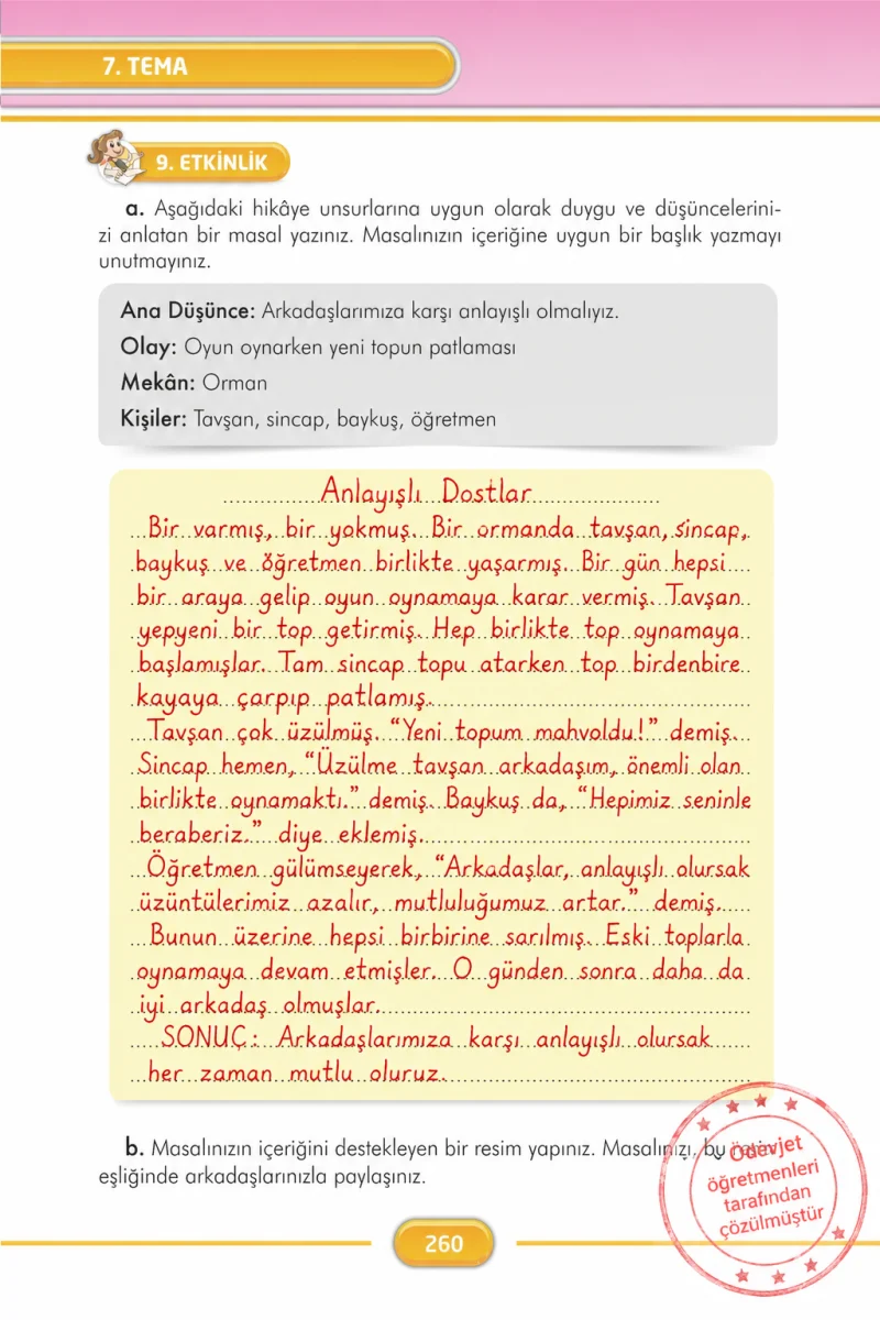 3. Sınıf Türkçe Ders Kitabı Cevapları İlke Yayınları Sayfa 260 Çözüm Görseli