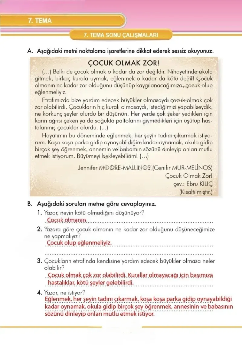 3. Sınıf Türkçe Ders Kitabı Cevapları İlke Yayınları Sayfa 264 Çözüm Görseli