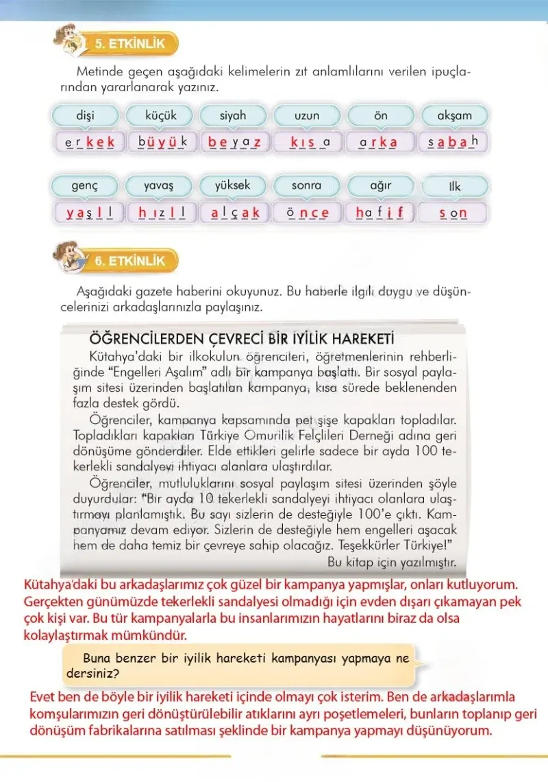 3. Sınıf Türkçe Ders Kitabı Cevapları İlke Yayınları Sayfa 45 Çözüm Görseli