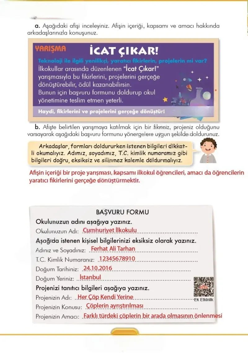3. Sınıf Türkçe Ders Kitabı Cevapları İlke Yayınları Sayfa 95 Çözüm Görseli