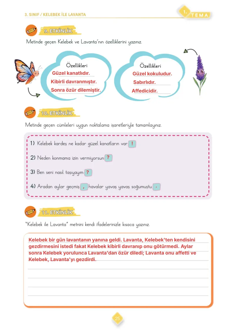 3. Sınıf Türkçe Ders Kitabı Cevapları Meb Yayınları 1. Kitap Sayfa 25 Çözüm Görseli