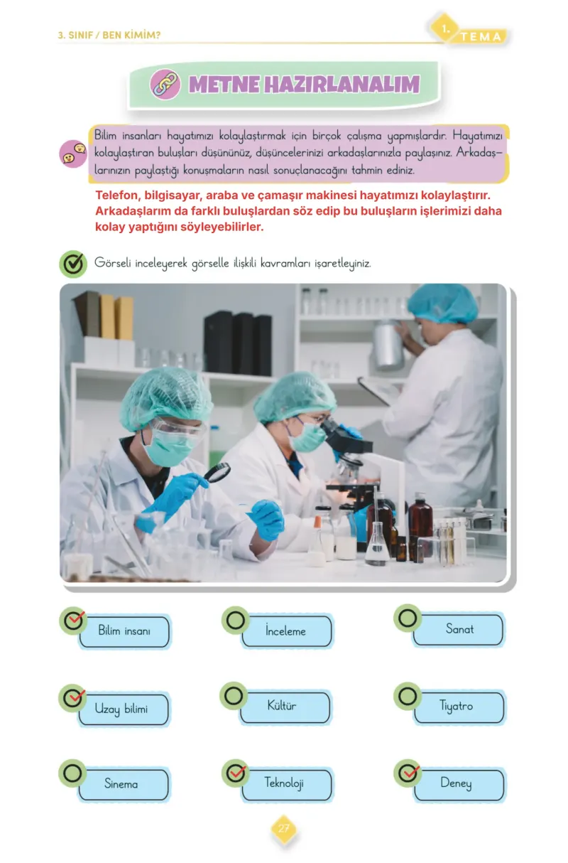 3. Sınıf Türkçe Ders Kitabı Cevapları Meb Yayınları 1. Kitap Sayfa 27 Çözüm Görseli