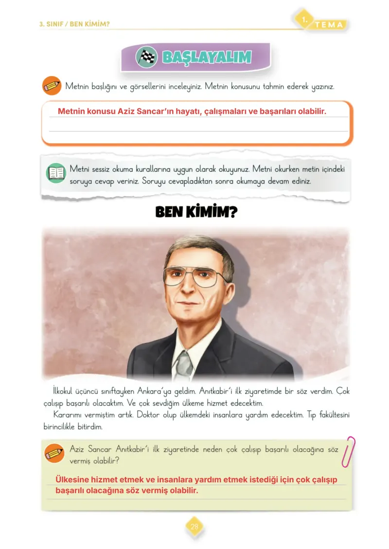 3. Sınıf Türkçe Ders Kitabı Cevapları Meb Yayınları 1. Kitap Sayfa 28 Çözüm Görseli