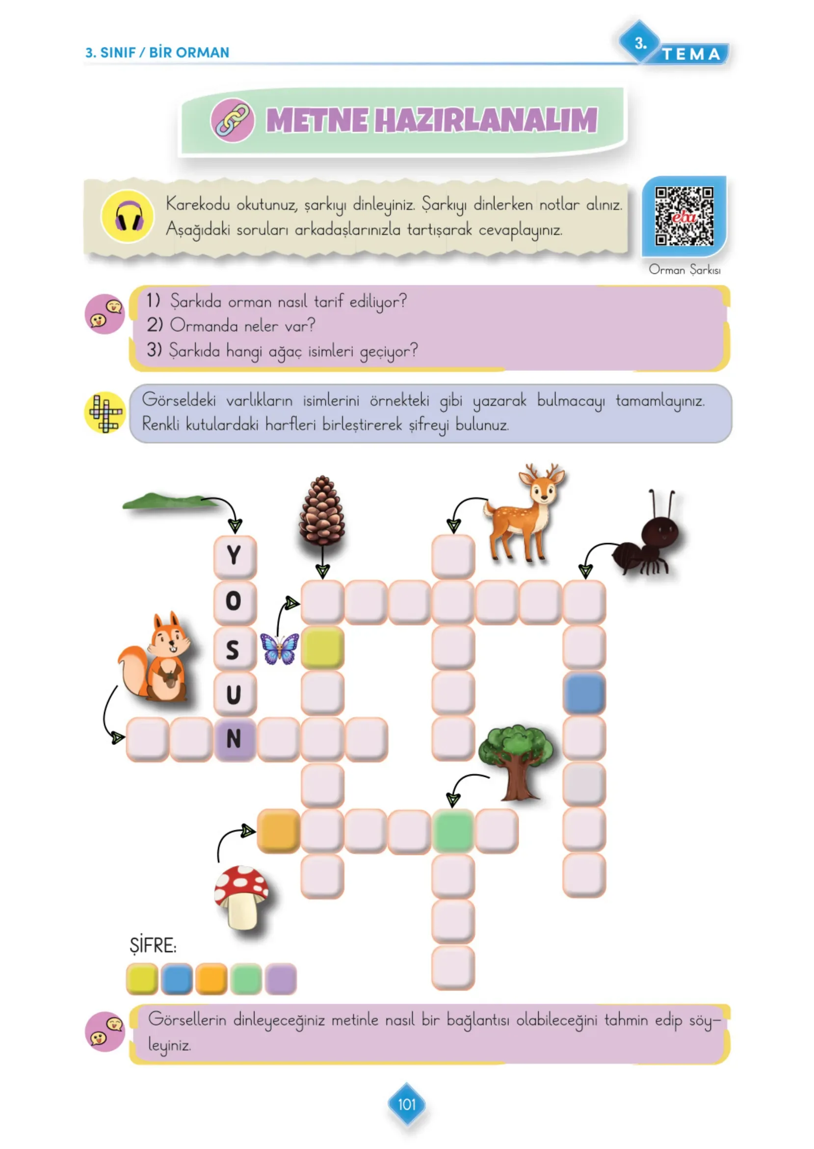3. Sınıf Türkçe Ders Kitabı Cevapları Meb Yayınları 1. Kitap Sayfa 101
