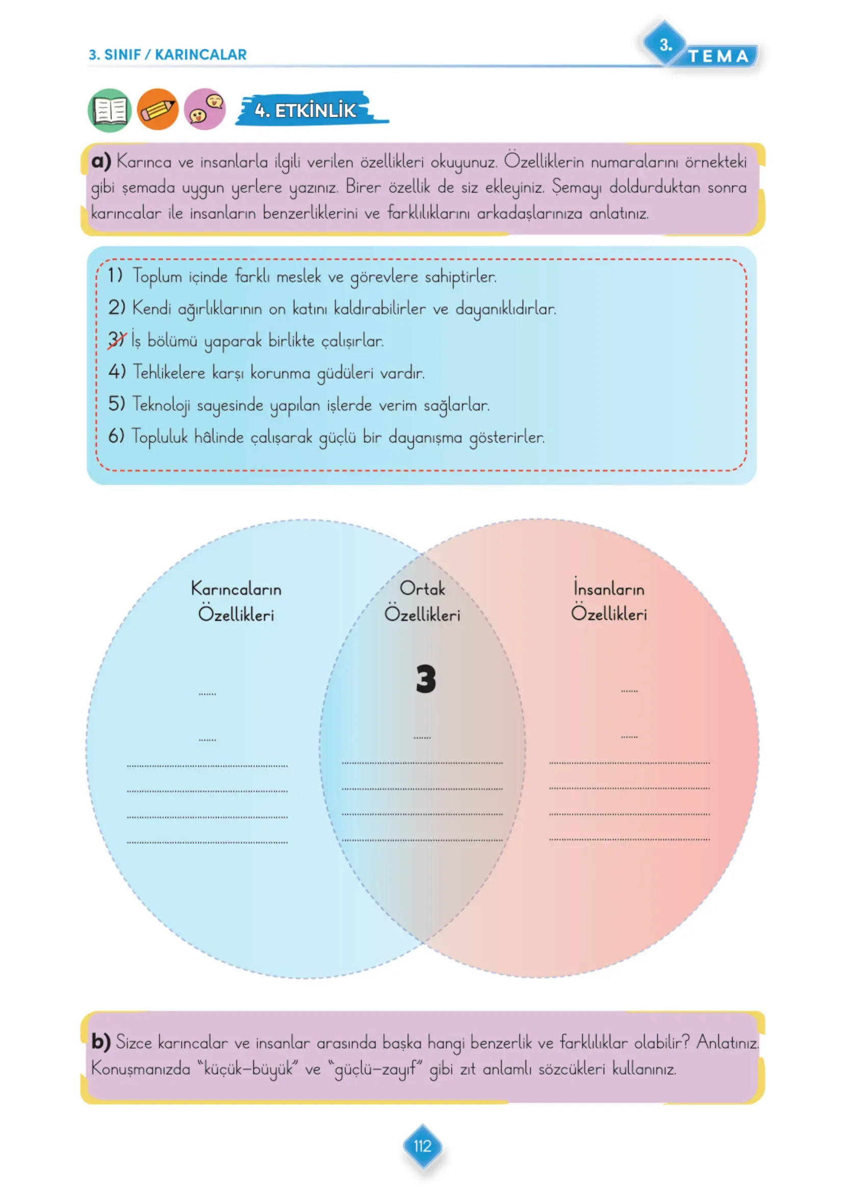 3. Sınıf Türkçe Ders Kitabı Cevapları Meb Yayınları 1. Kitap Sayfa 112