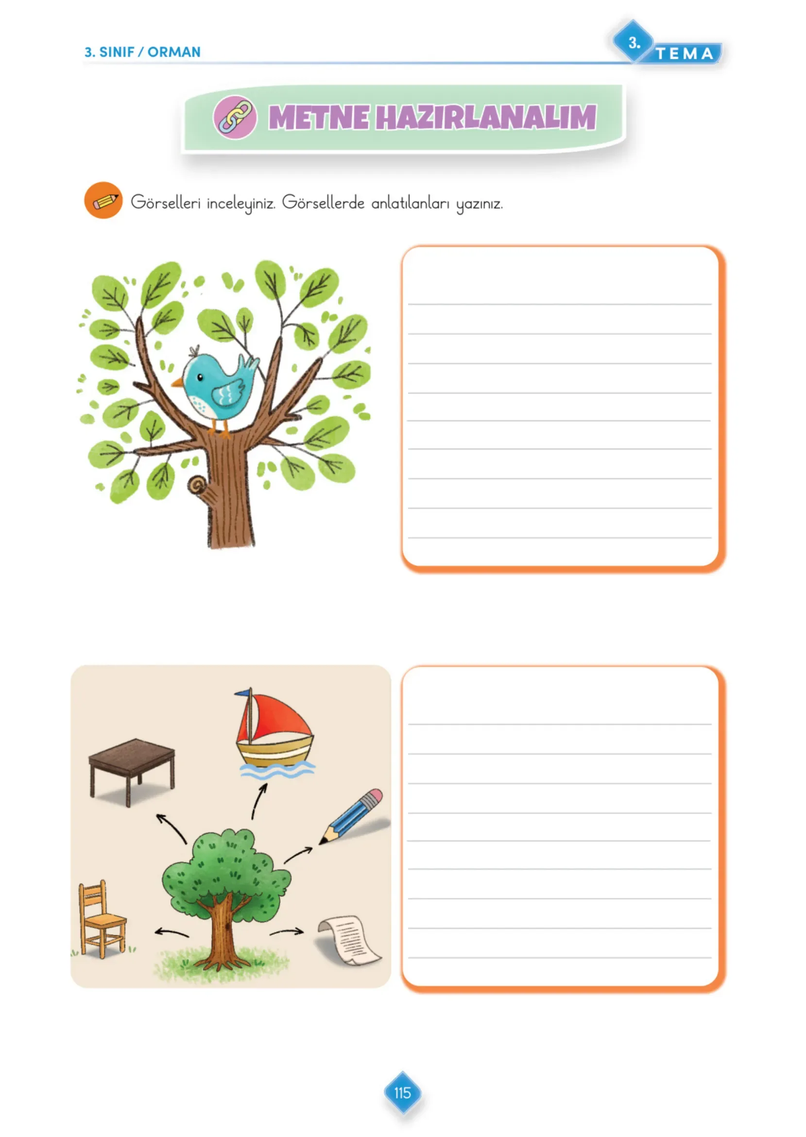 3. Sınıf Türkçe Ders Kitabı Cevapları Meb Yayınları 1. Kitap Sayfa 115