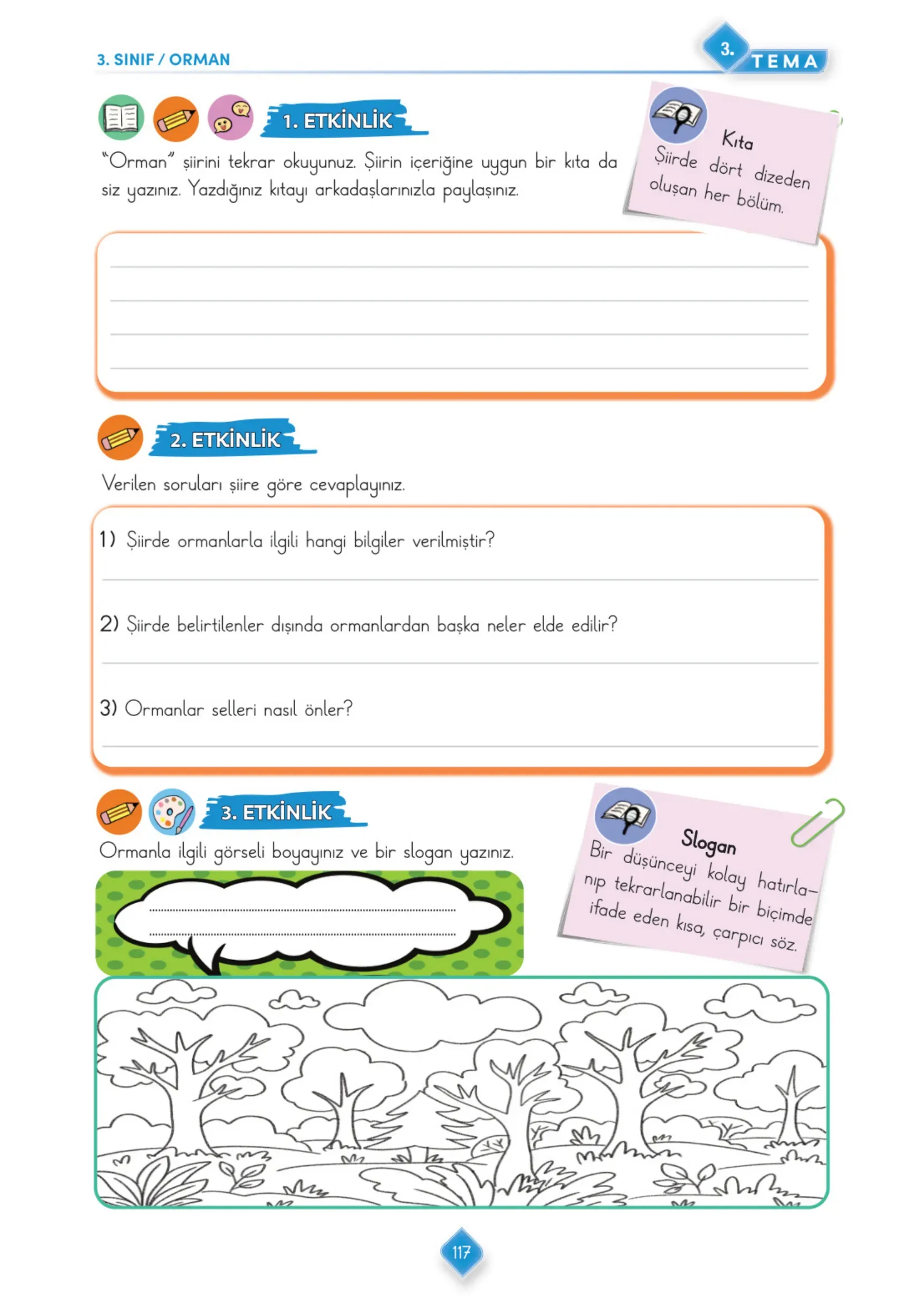 3. Sınıf Türkçe Ders Kitabı Cevapları Meb Yayınları 1. Kitap Sayfa 117