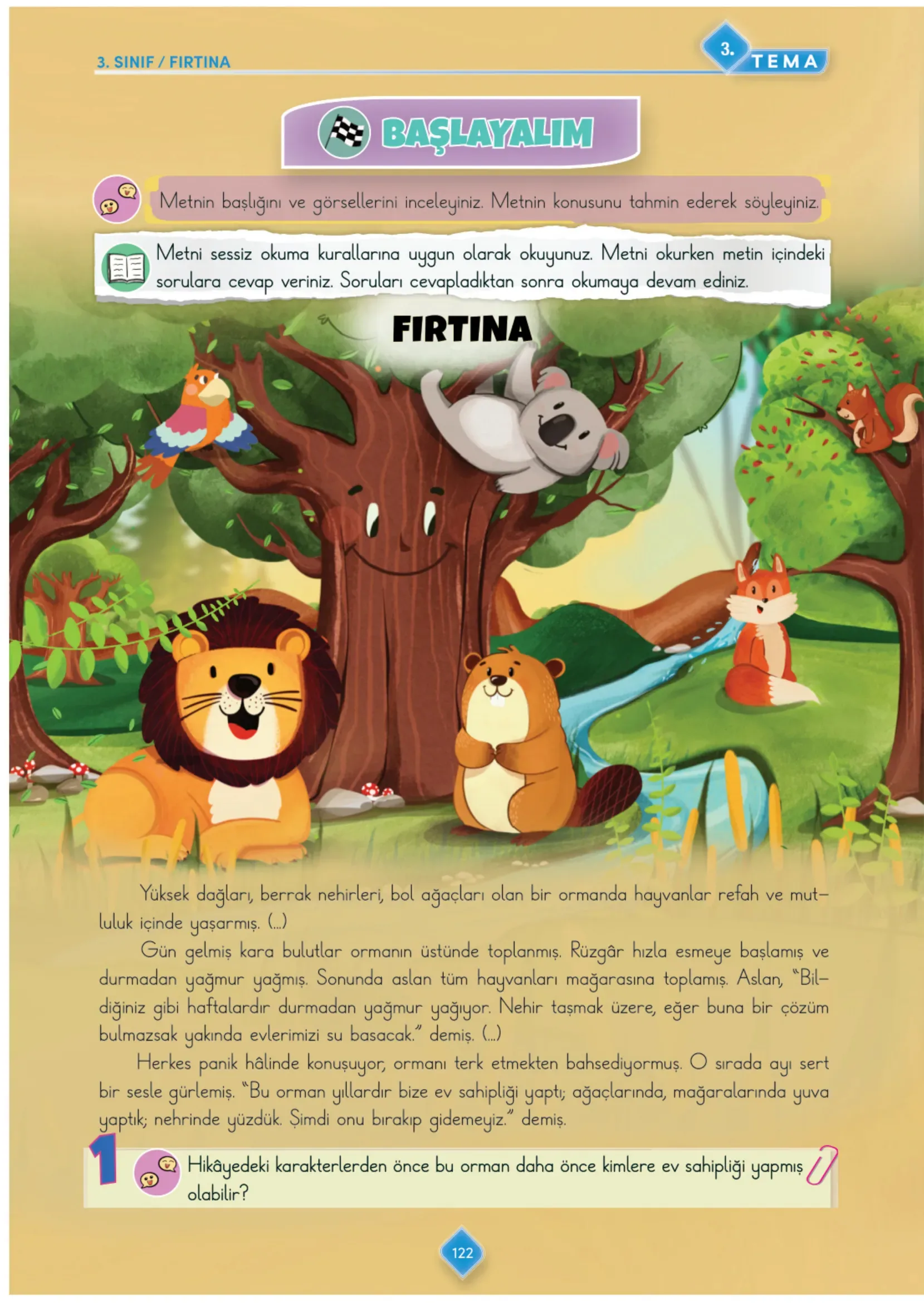 3. Sınıf Türkçe Ders Kitabı Cevapları Meb Yayınları 1. Kitap Sayfa 122