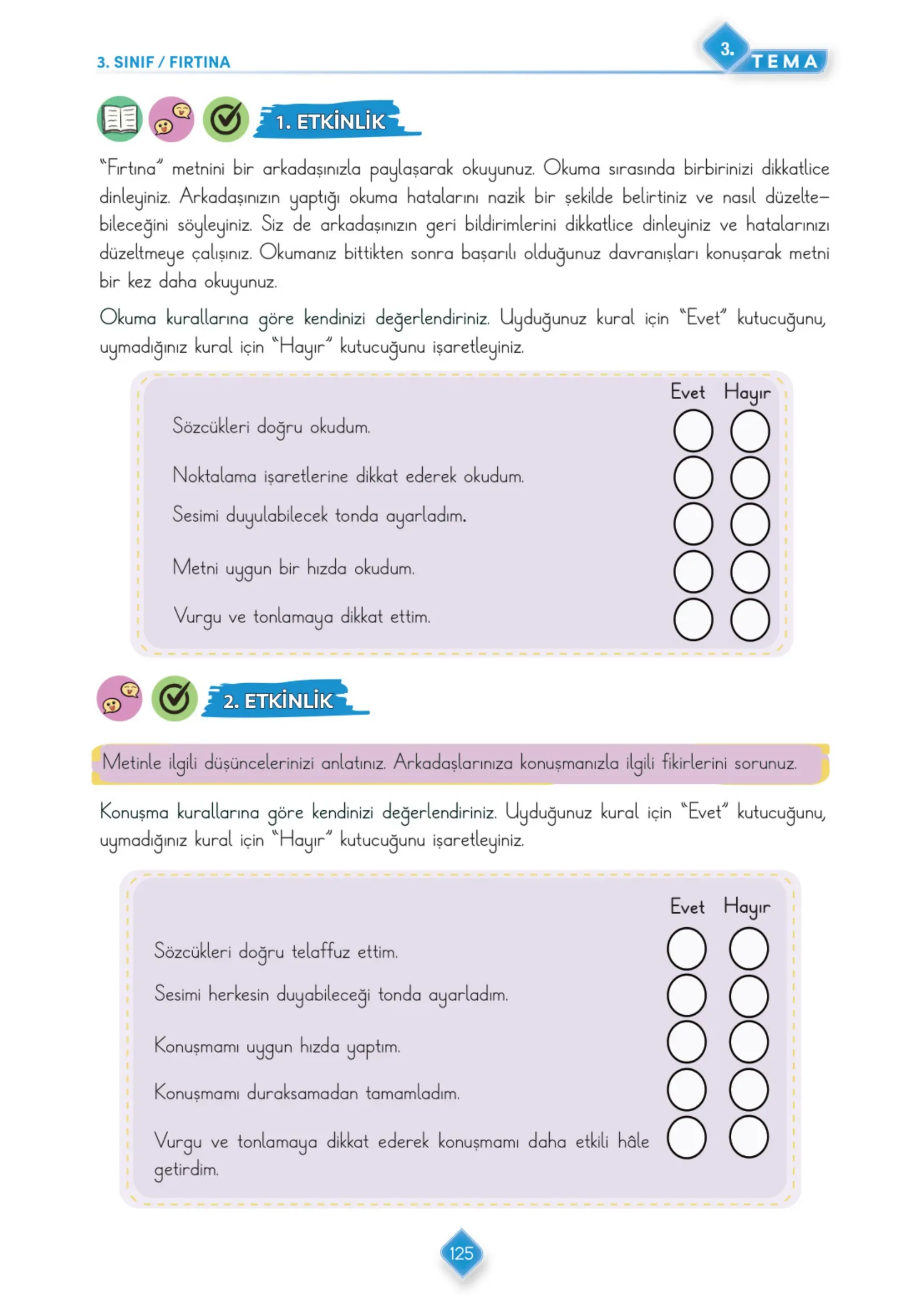 3. Sınıf Türkçe Ders Kitabı Cevapları Meb Yayınları 1. Kitap Sayfa 125