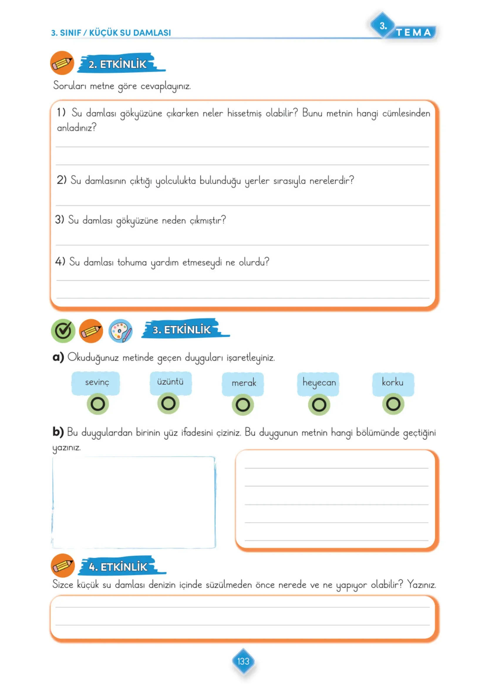 3. Sınıf Türkçe Ders Kitabı Cevapları Meb Yayınları 1. Kitap Sayfa 133