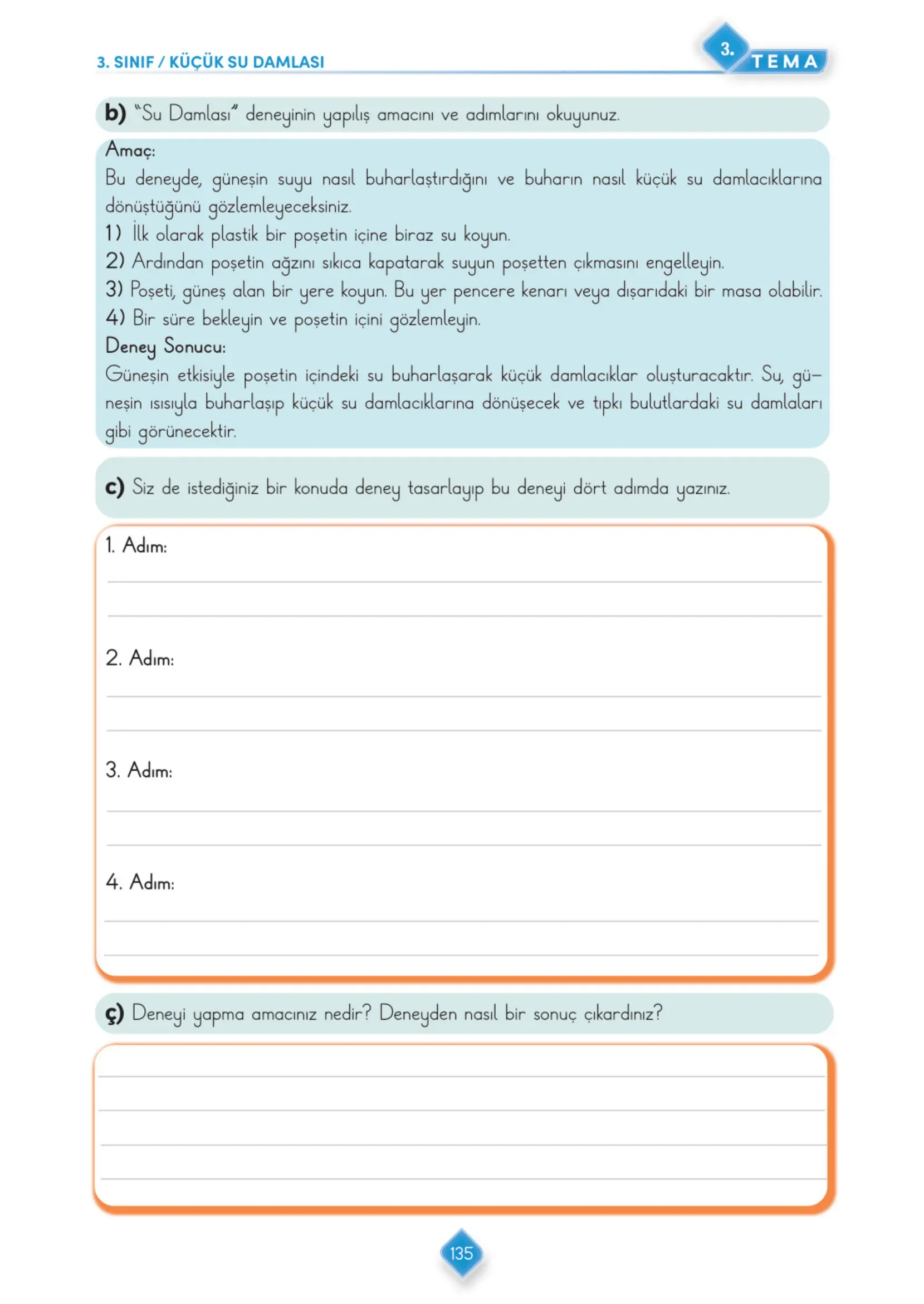 3. Sınıf Türkçe Ders Kitabı Cevapları Meb Yayınları 1. Kitap Sayfa 135