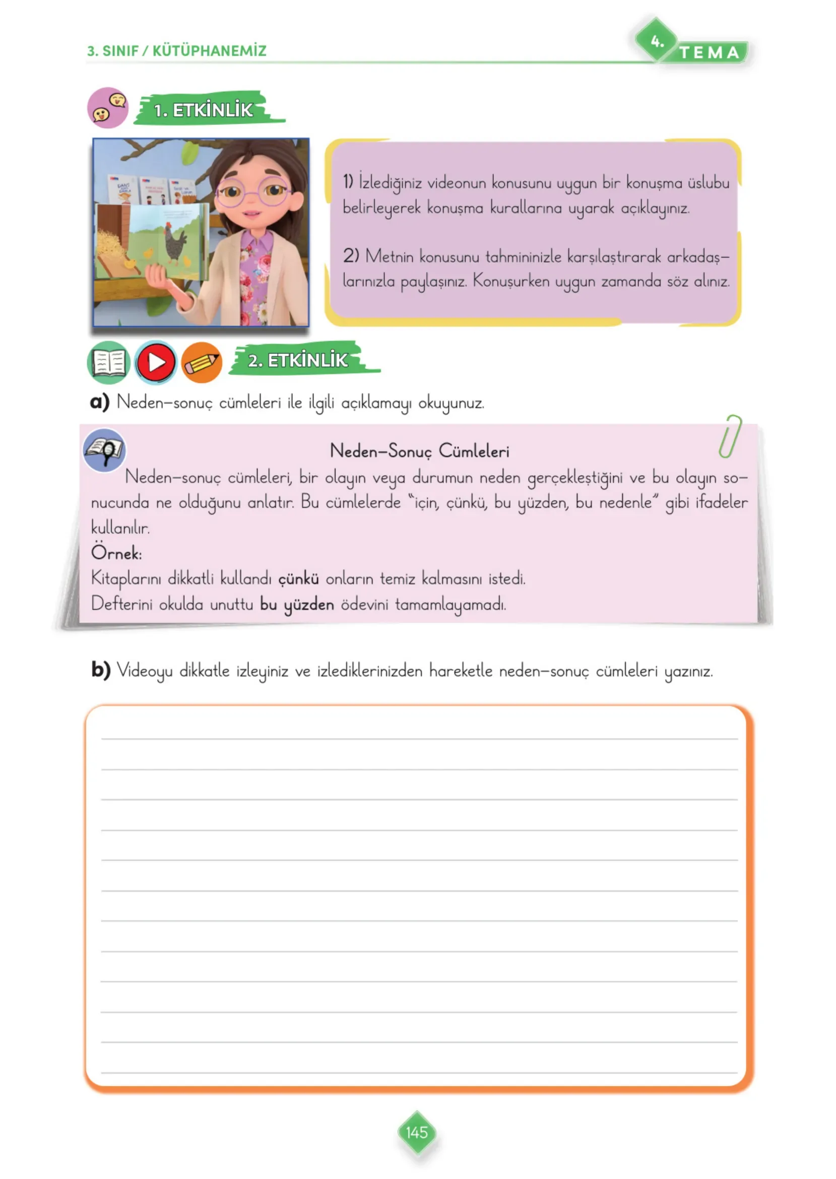 3. Sınıf Türkçe Ders Kitabı Cevapları Meb Yayınları 1. Kitap Sayfa 145