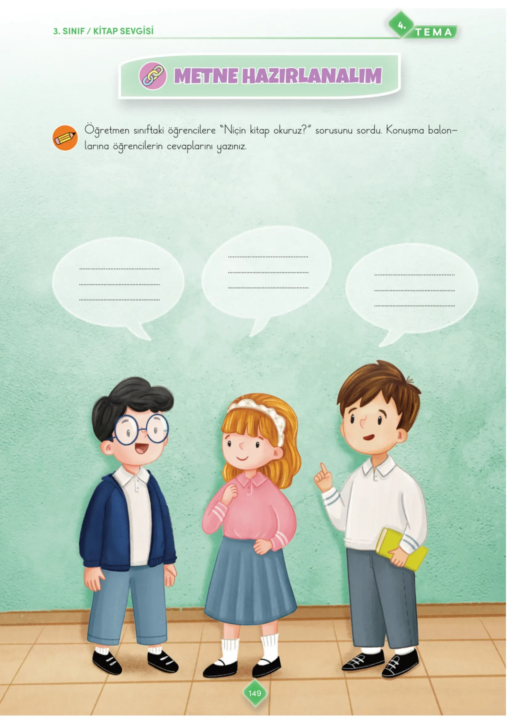 3. Sınıf Türkçe Ders Kitabı Cevapları Meb Yayınları 1. Kitap Sayfa 149