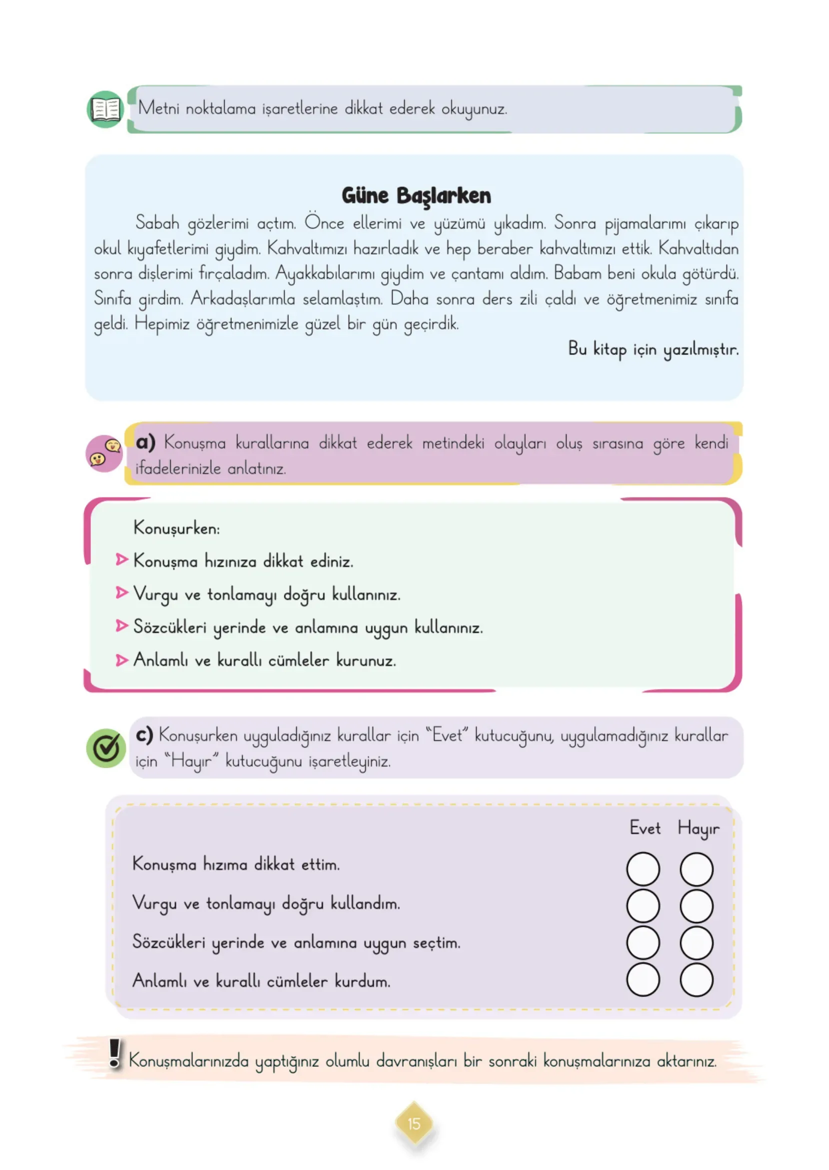 3. Sınıf Türkçe Ders Kitabı Cevapları Meb Yayınları 1. Kitap Sayfa 15