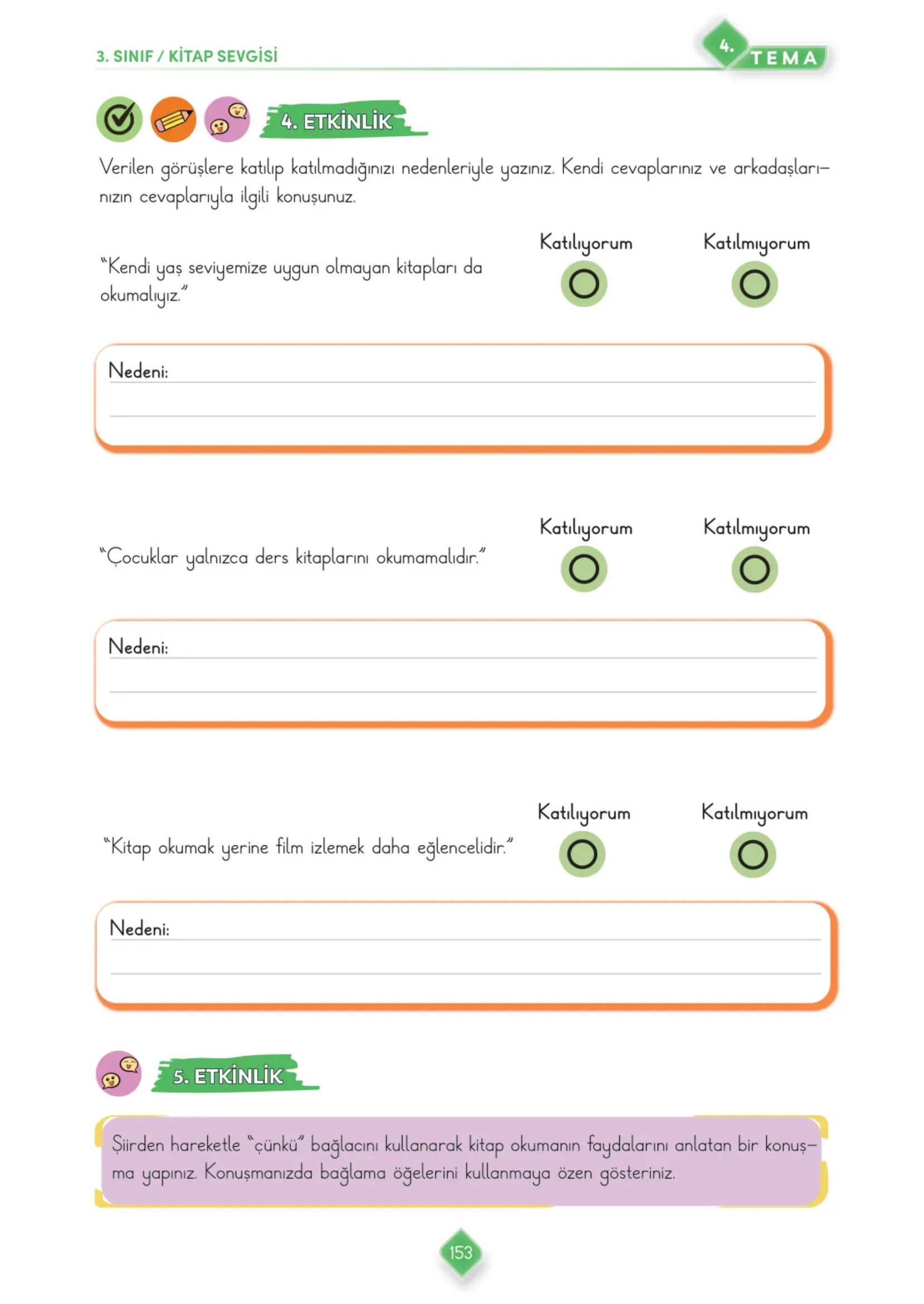 3. Sınıf Türkçe Ders Kitabı Cevapları Meb Yayınları 1. Kitap Sayfa 153