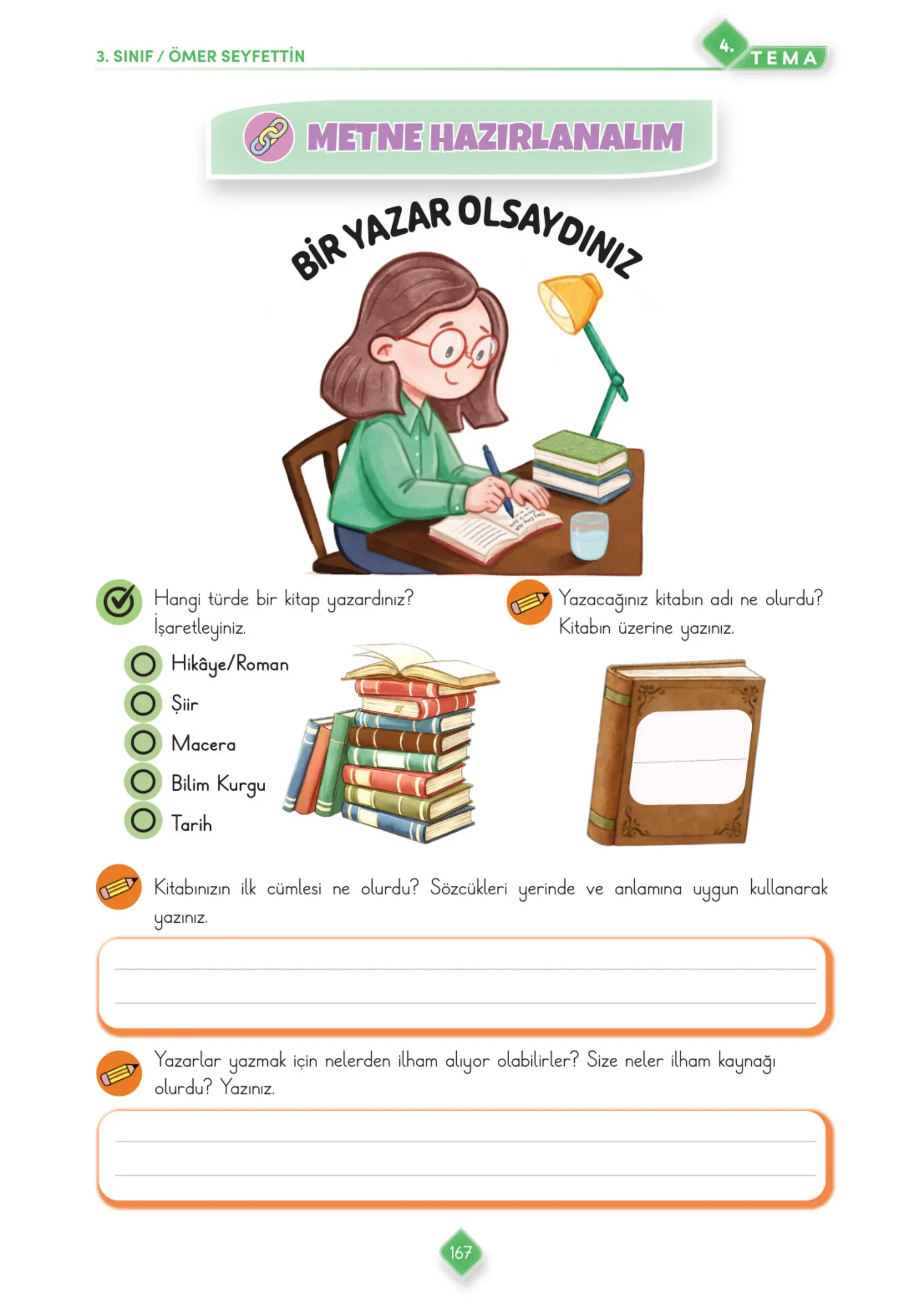 3. Sınıf Türkçe Ders Kitabı Cevapları Meb Yayınları 1. Kitap Sayfa 167