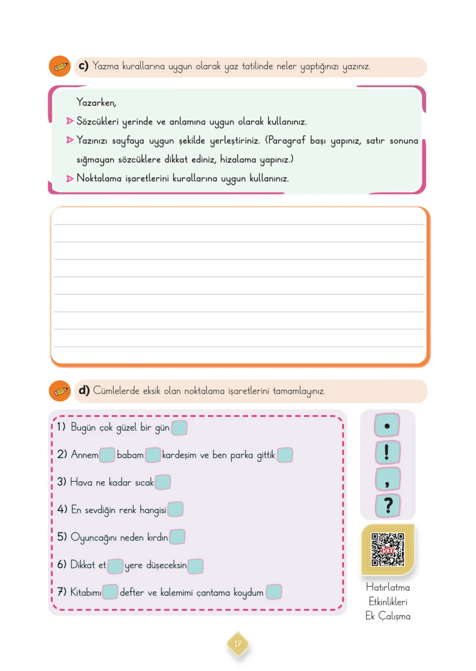 3. Sınıf Türkçe Ders Kitabı Cevapları Meb Yayınları 1. Kitap Sayfa 17