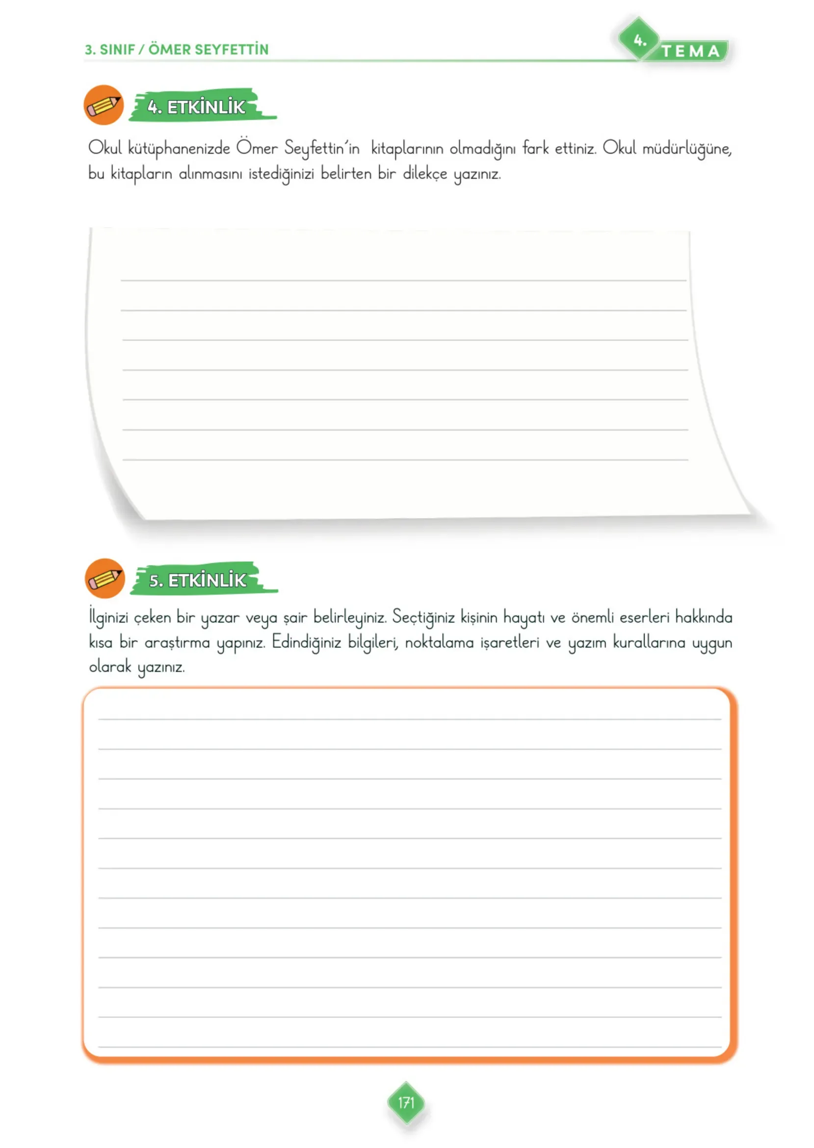 3. Sınıf Türkçe Ders Kitabı Cevapları Meb Yayınları 1. Kitap Sayfa 171