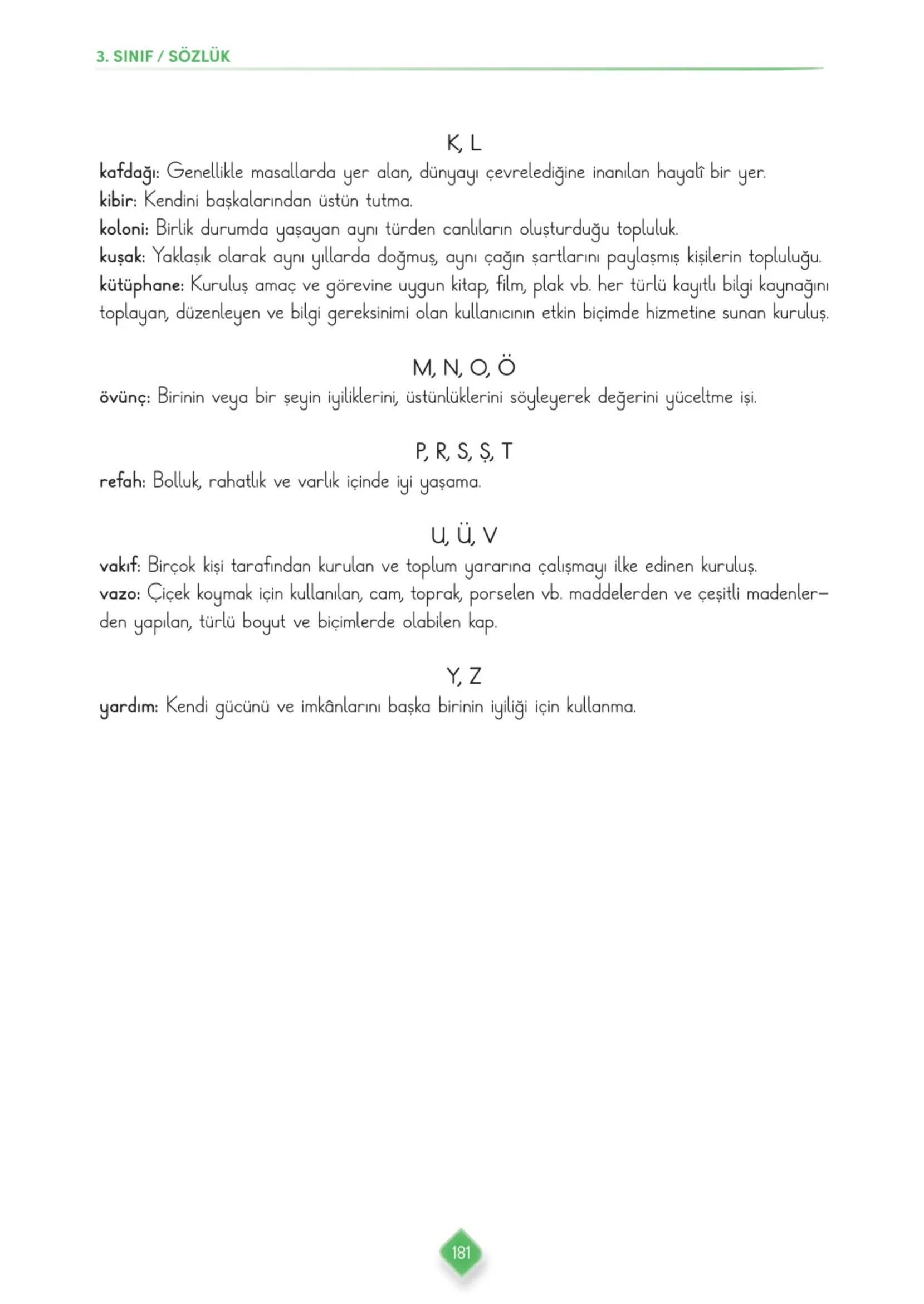 3. Sınıf Türkçe Ders Kitabı Cevapları Meb Yayınları 1. Kitap Sayfa 181
