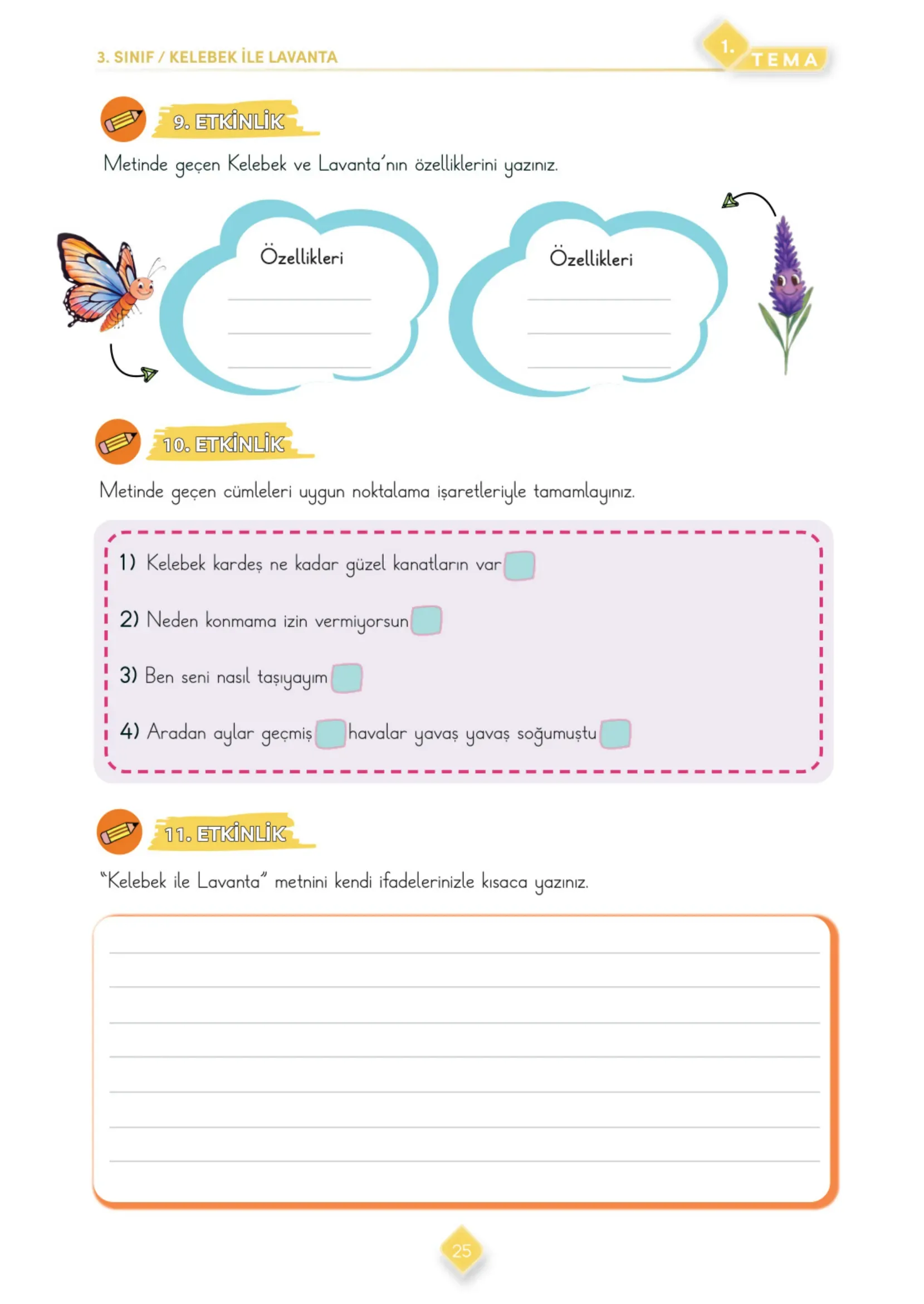3. Sınıf Türkçe Ders Kitabı Cevapları Meb Yayınları 1. Kitap Sayfa 25