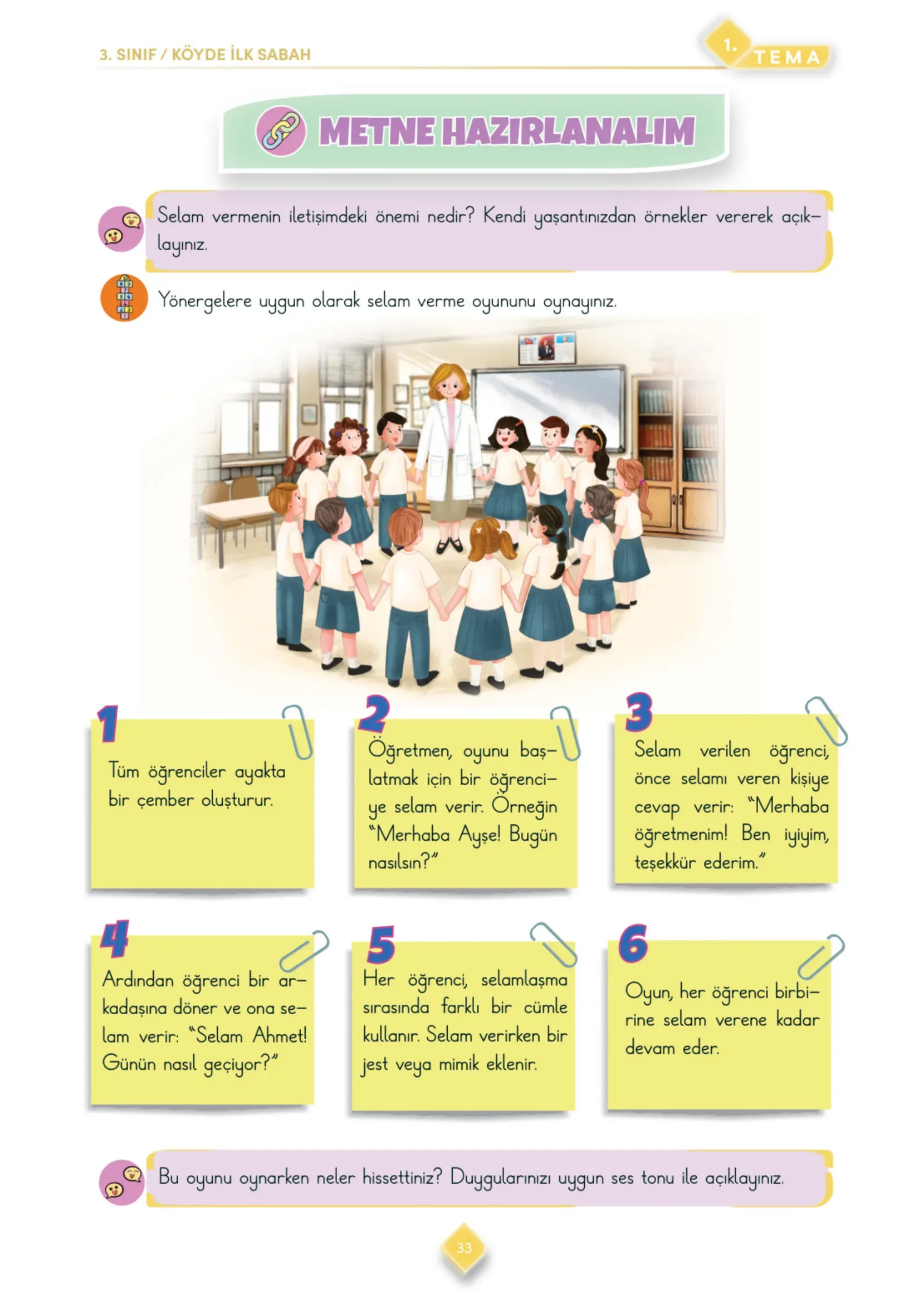 3. Sınıf Türkçe Ders Kitabı Cevapları Meb Yayınları 1. Kitap Sayfa 33