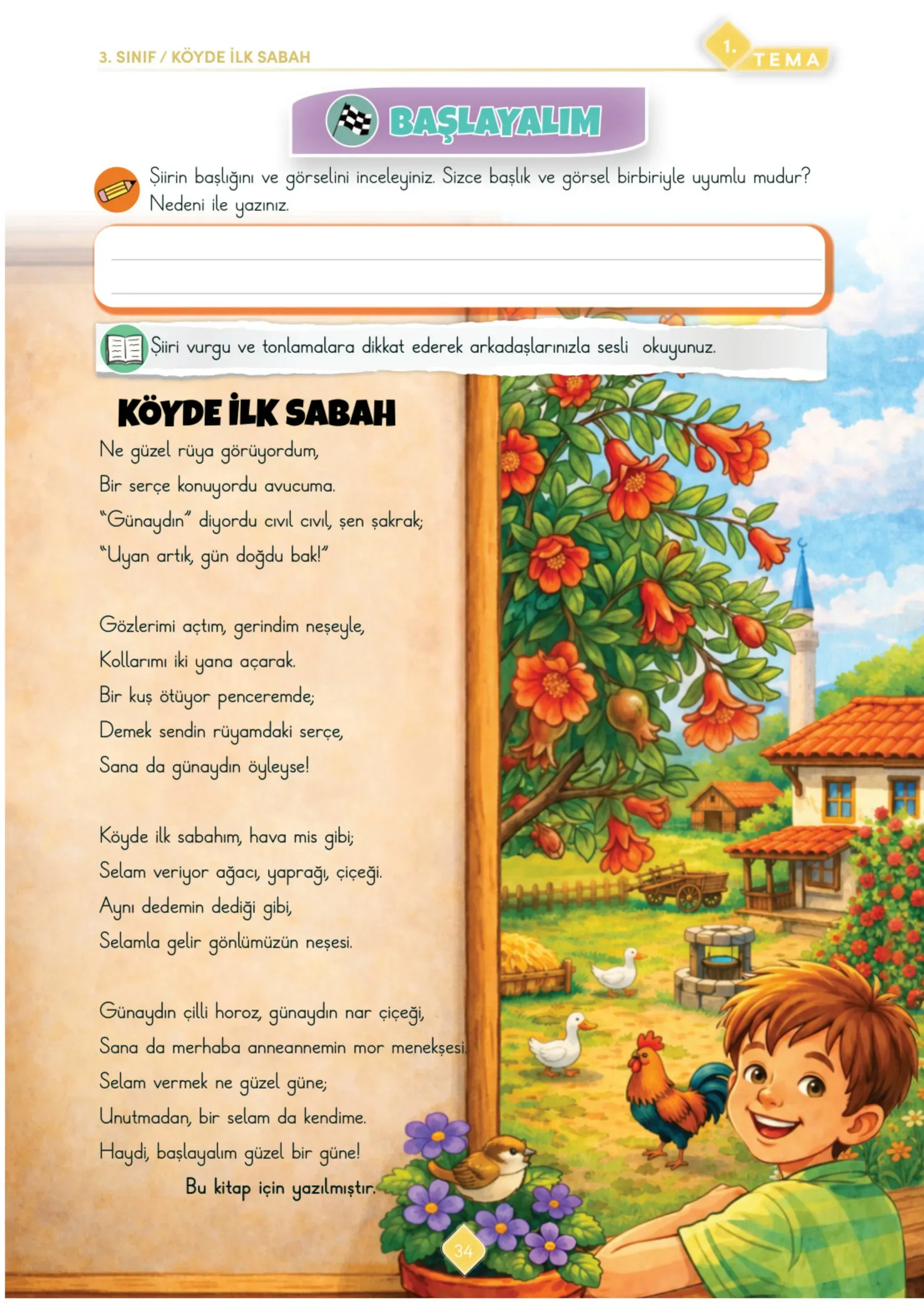 3. Sınıf Türkçe Ders Kitabı Cevapları Meb Yayınları 1. Kitap Sayfa 34