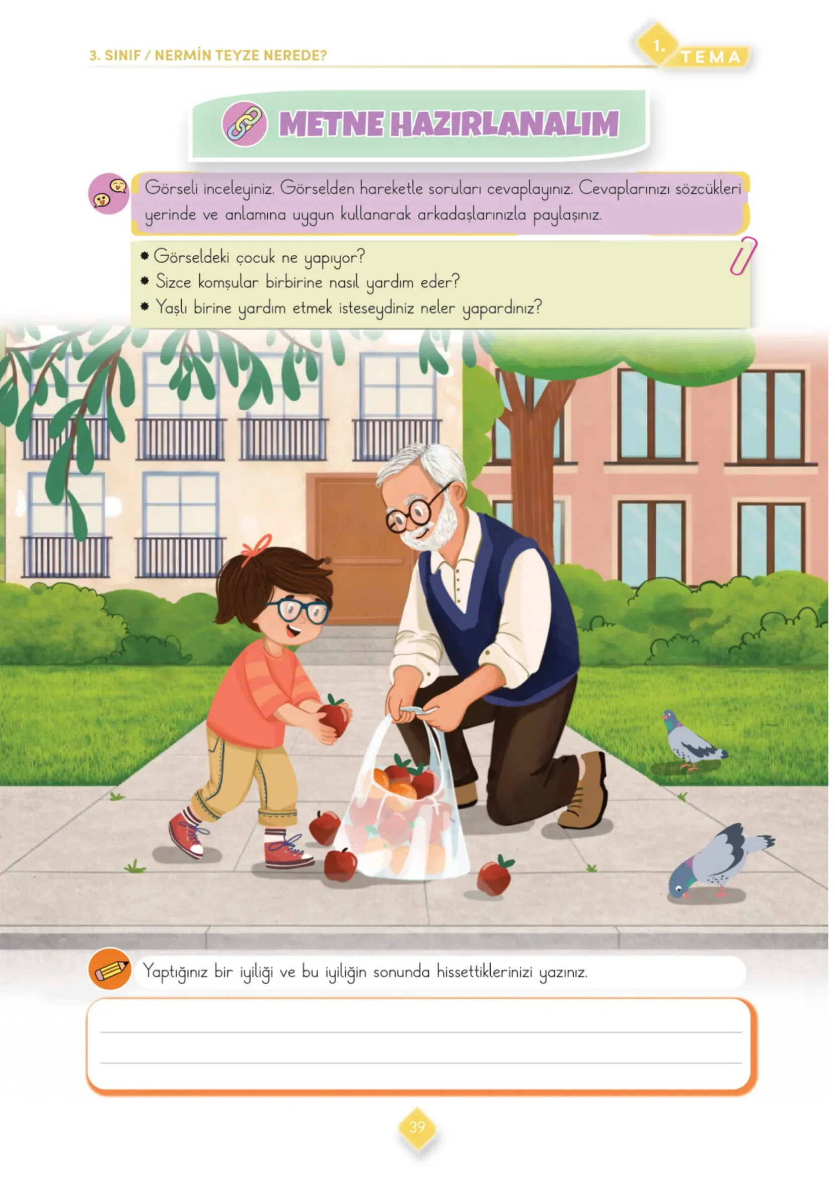 3. Sınıf Türkçe Ders Kitabı Cevapları Meb Yayınları 1. Kitap Sayfa 39