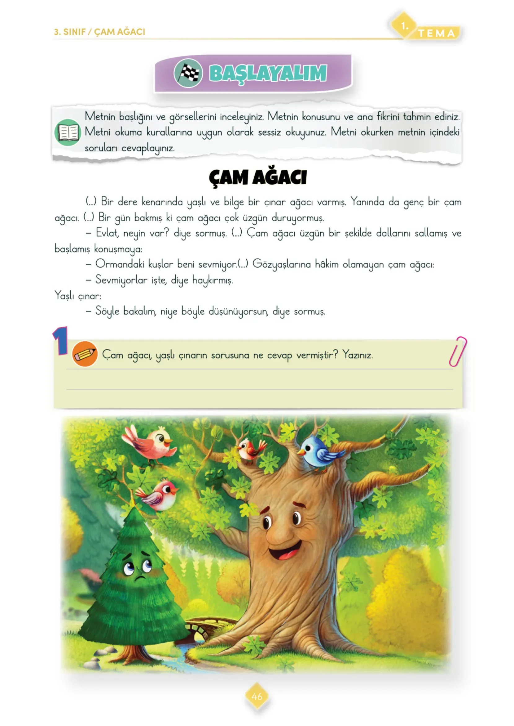 3. Sınıf Türkçe Ders Kitabı Cevapları Meb Yayınları 1. Kitap Sayfa 46