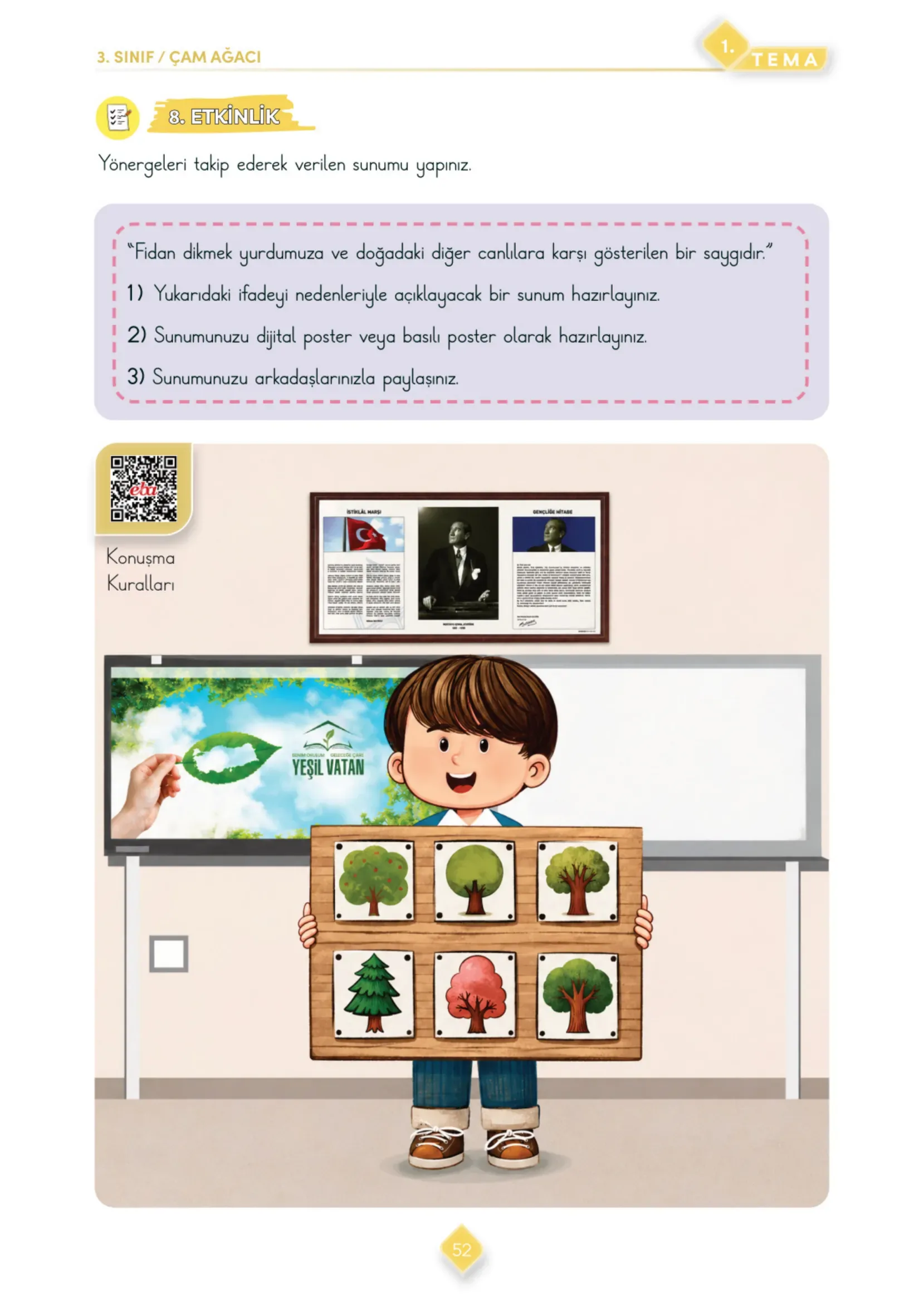 3. Sınıf Türkçe Ders Kitabı Cevapları Meb Yayınları 1. Kitap Sayfa 52