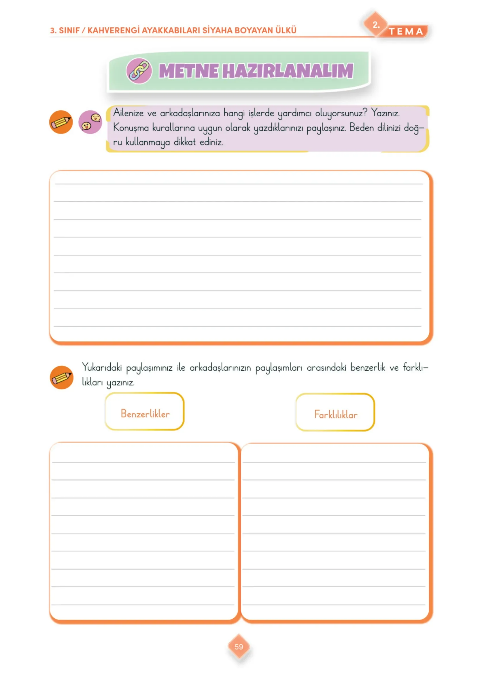 3. Sınıf Türkçe Ders Kitabı Cevapları Meb Yayınları 1. Kitap Sayfa 59
