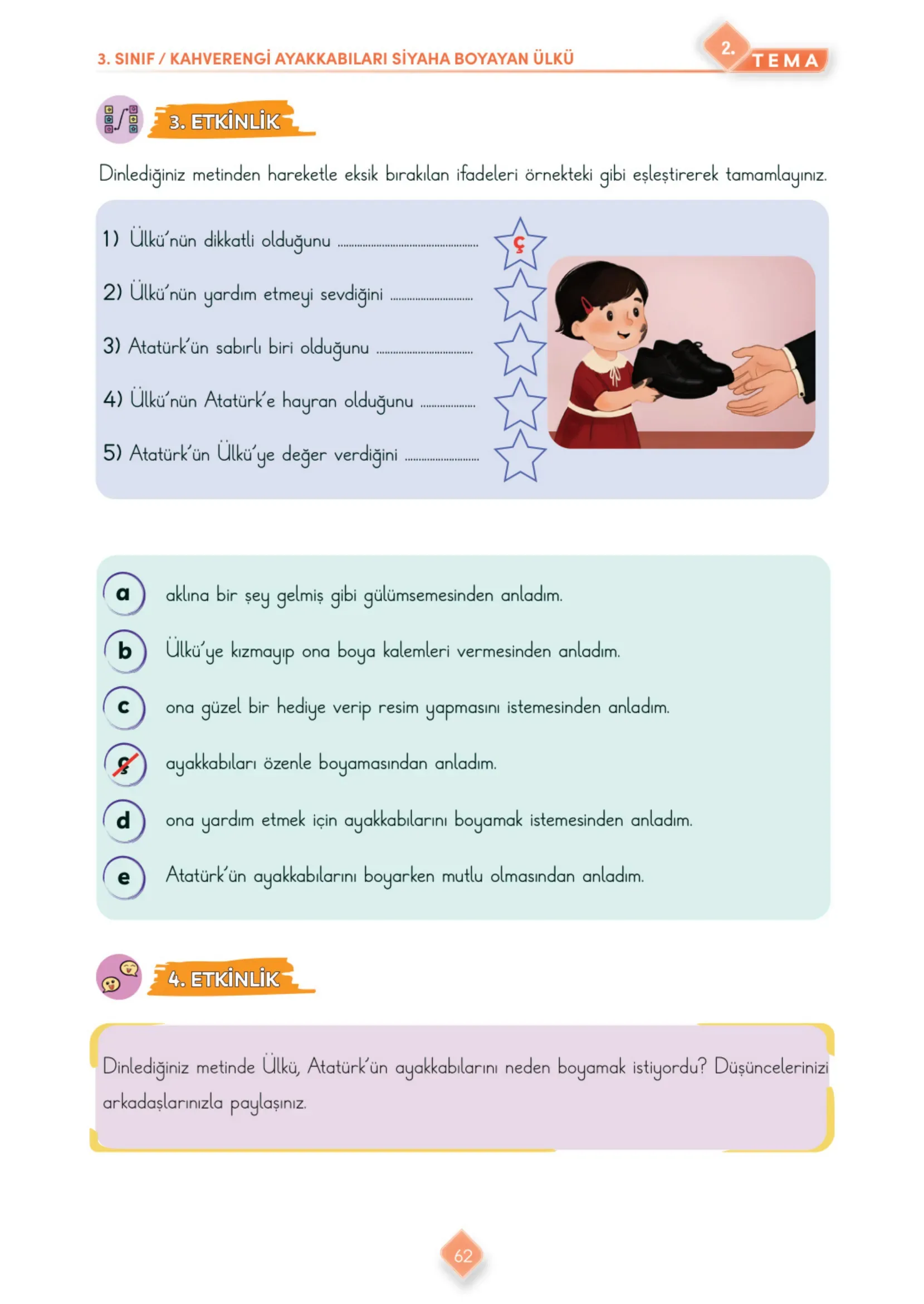 3. Sınıf Türkçe Ders Kitabı Cevapları Meb Yayınları 1. Kitap Sayfa 62