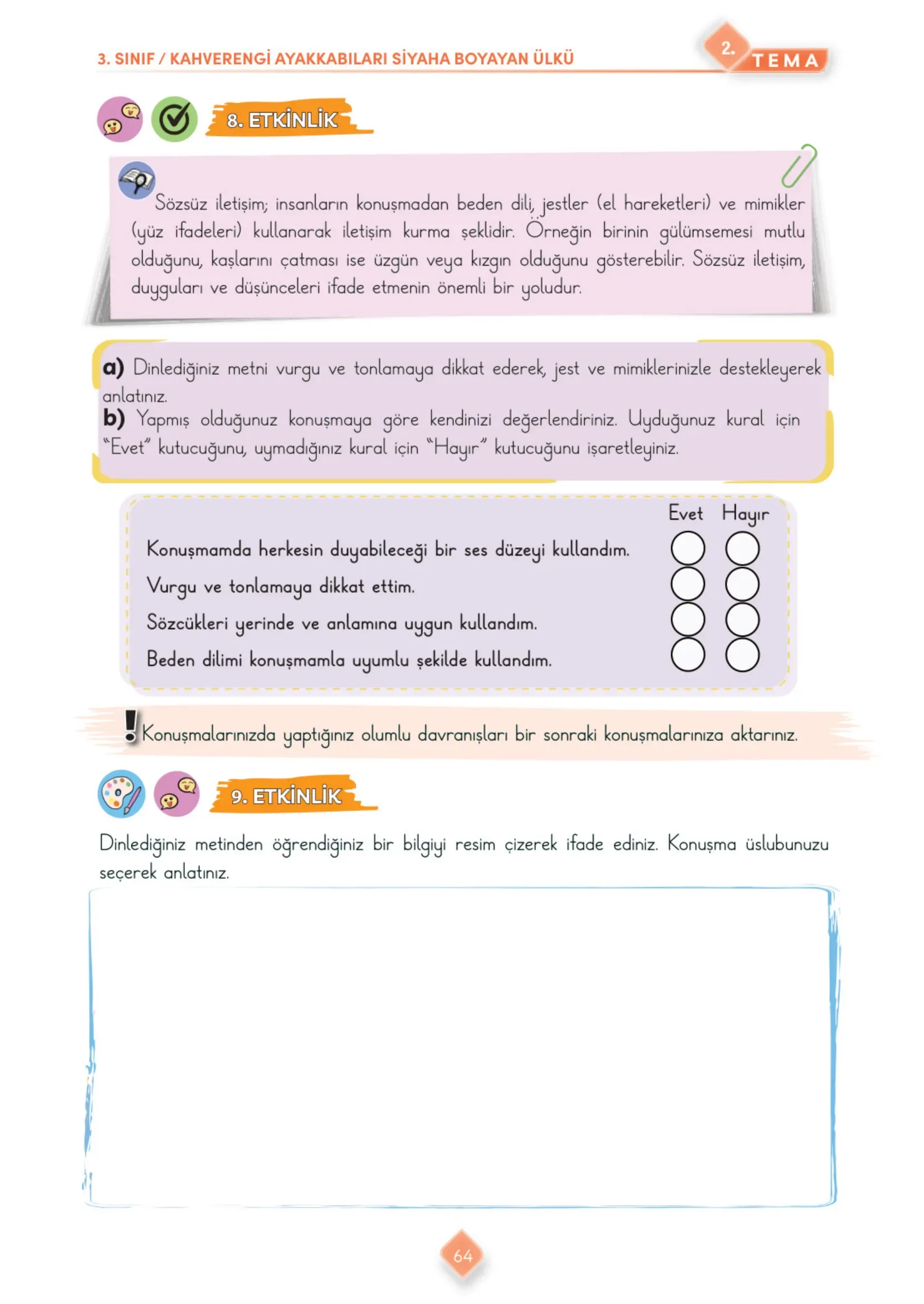 3. Sınıf Türkçe Ders Kitabı Cevapları Meb Yayınları 1. Kitap Sayfa 64