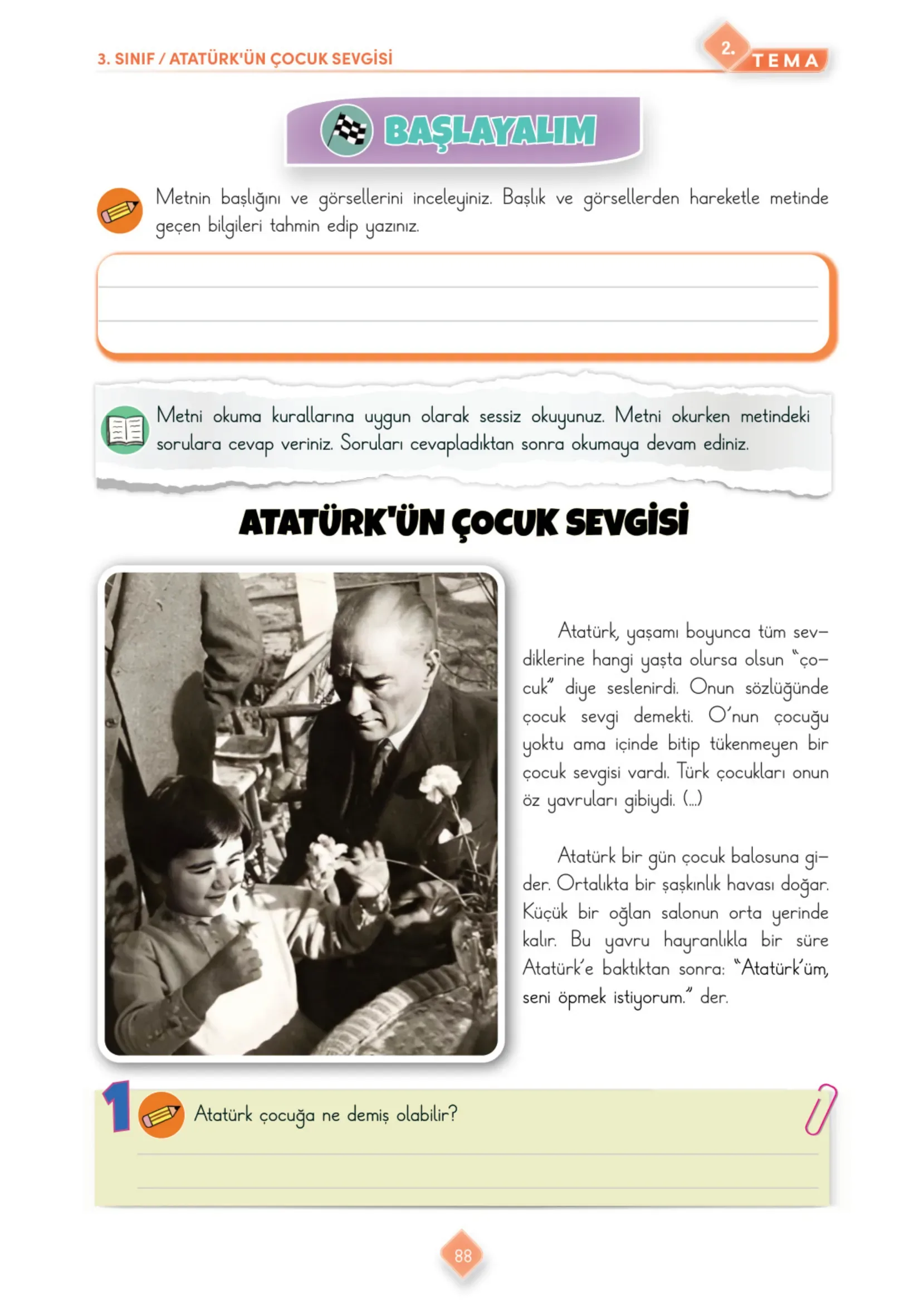 3. Sınıf Türkçe Ders Kitabı Cevapları Meb Yayınları 1. Kitap Sayfa 88