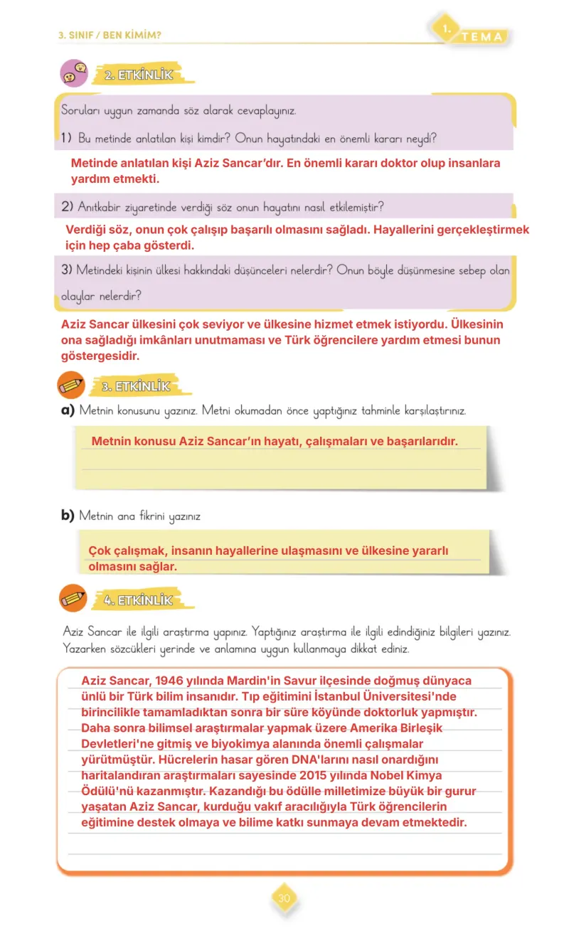 3. Sınıf Türkçe Ders Kitabı Cevapları Meb Yayınları 1. Kitap Sayfa 30 Çözüm Görseli