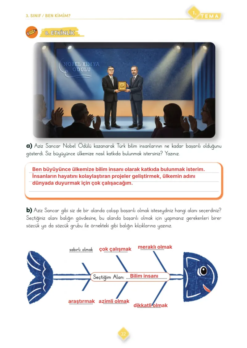 3. Sınıf Türkçe Ders Kitabı Cevapları Meb Yayınları 1. Kitap Sayfa 32 Çözüm Görseli