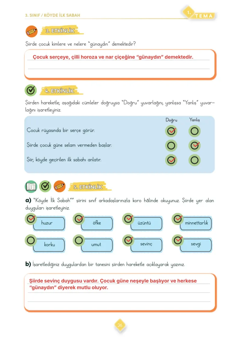 3. Sınıf Türkçe Ders Kitabı Cevapları Meb Yayınları 1. Kitap Sayfa 36 Çözüm Görseli