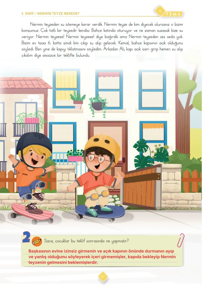 3. Sınıf Türkçe Ders Kitabı Cevapları Meb Yayınları 1. Kitap Sayfa 41 Çözüm Görseli