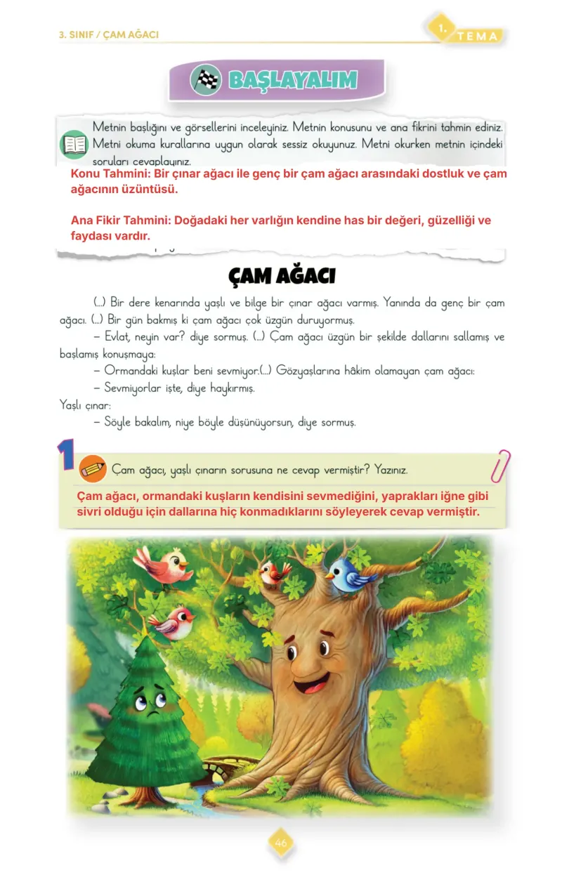 3. Sınıf Türkçe Ders Kitabı Cevapları Meb Yayınları 1. Kitap Sayfa 46 Çözüm Görseli