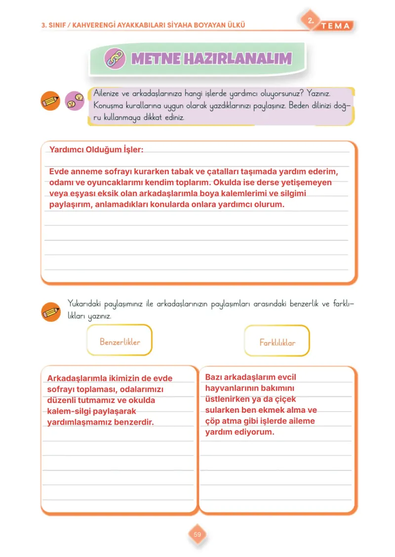 3. Sınıf Türkçe Ders Kitabı Cevapları Meb Yayınları 1. Kitap Sayfa 59 Çözüm Görseli