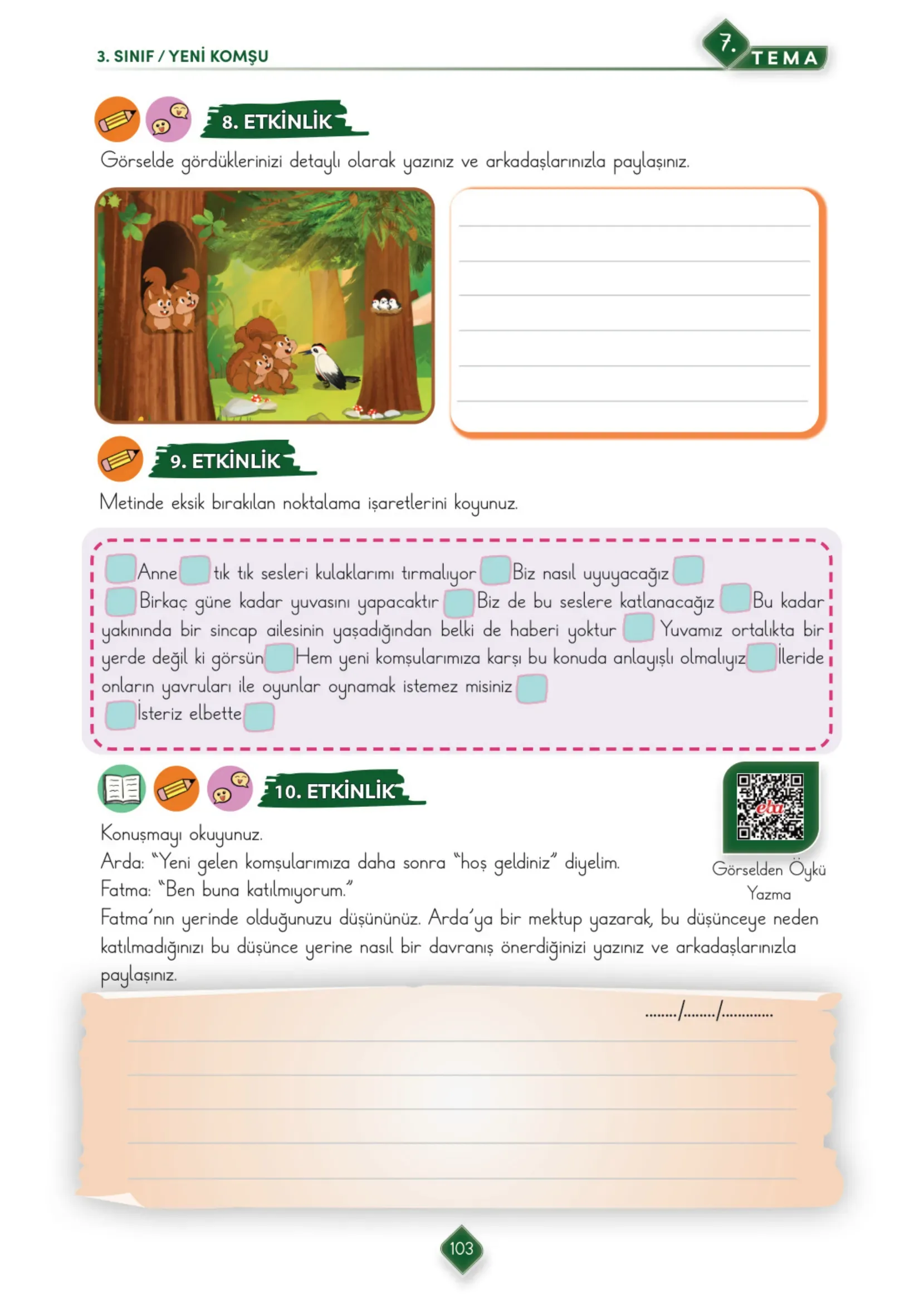 3. Sınıf Türkçe Ders Kitabı Cevapları Meb Yayınları 2. Kitap Sayfa 103